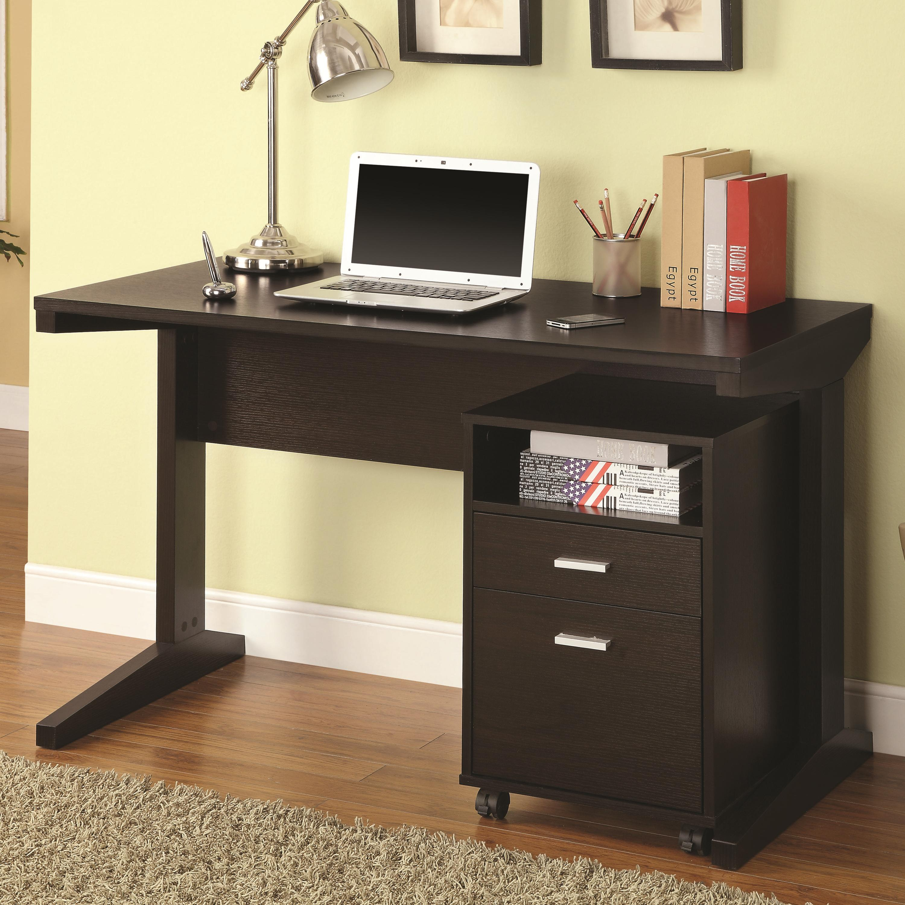 Coaster 2 Piece Desk Set With Rolling File Cabinet Value City inside size 3000 X 3000