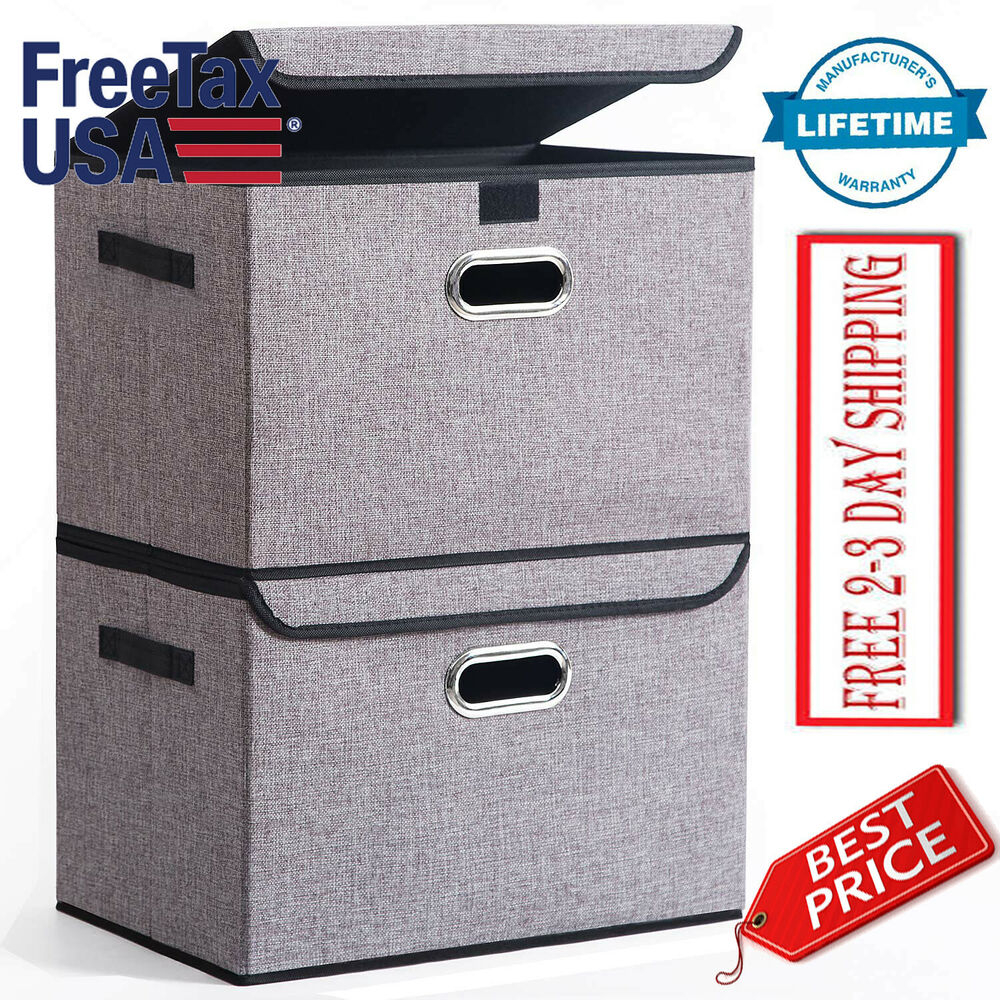 Collapsible Storage Box Container Bins With Lids Covers 2pcslarge throughout proportions 1000 X 1000