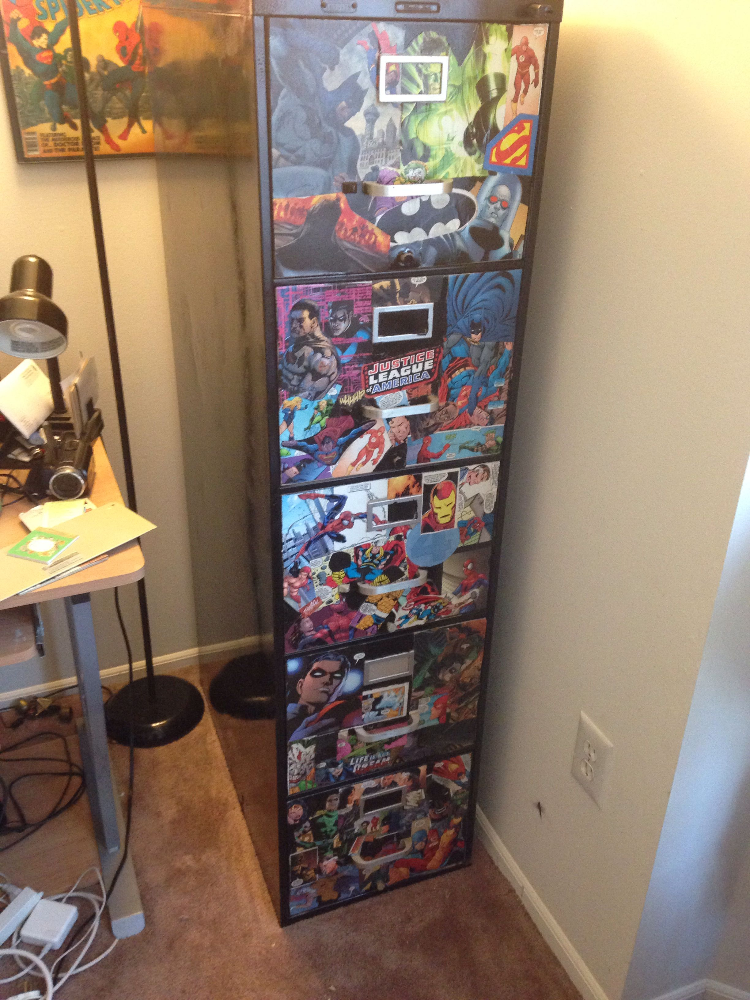 Comics In Filing Cabinet Diy Decoupage Comic Storage In 2019 throughout size 2448 X 3264