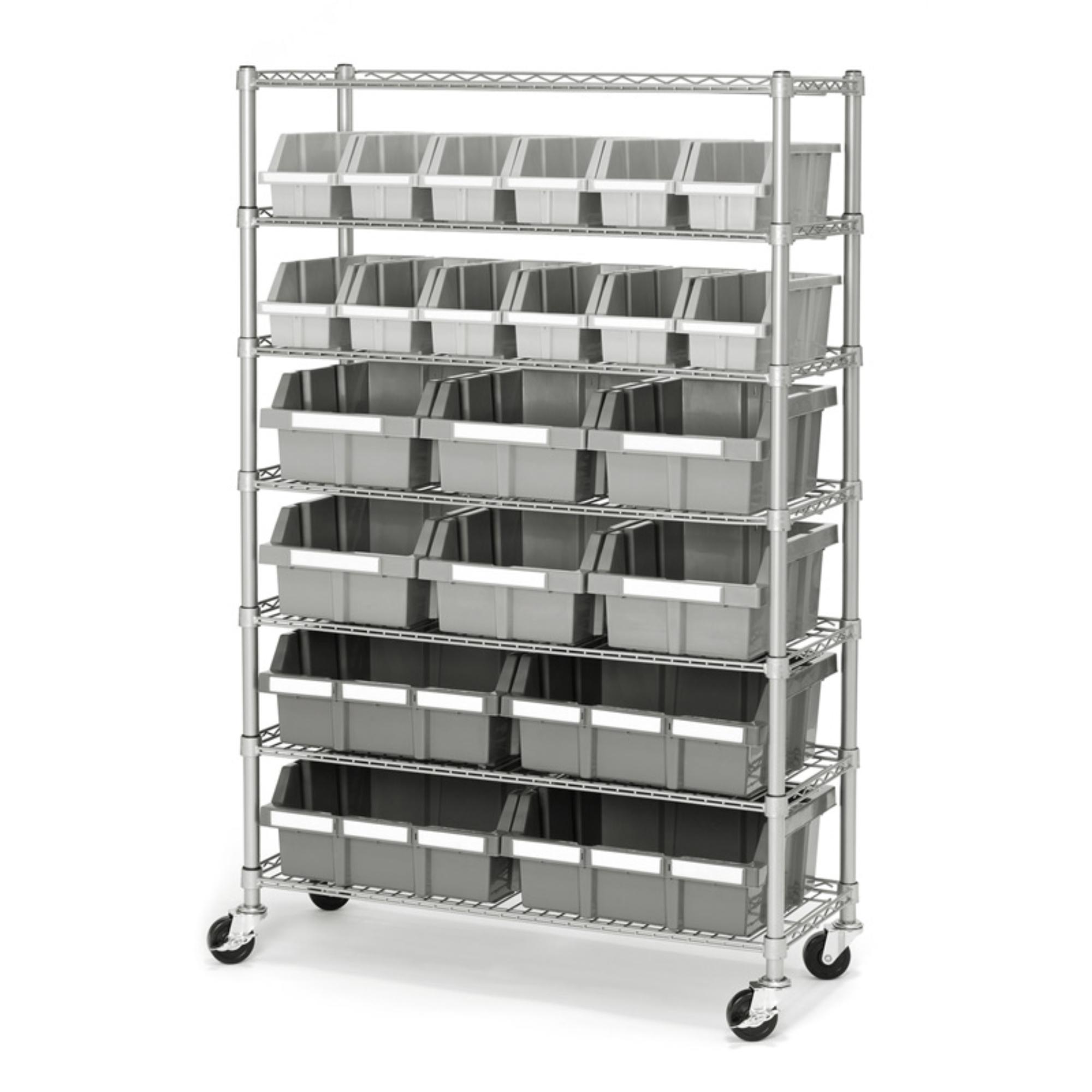 Commercial Platinumgray 7 Shelf 22 Bin Rack Storage System 14 X 36 pertaining to size 2000 X 2000