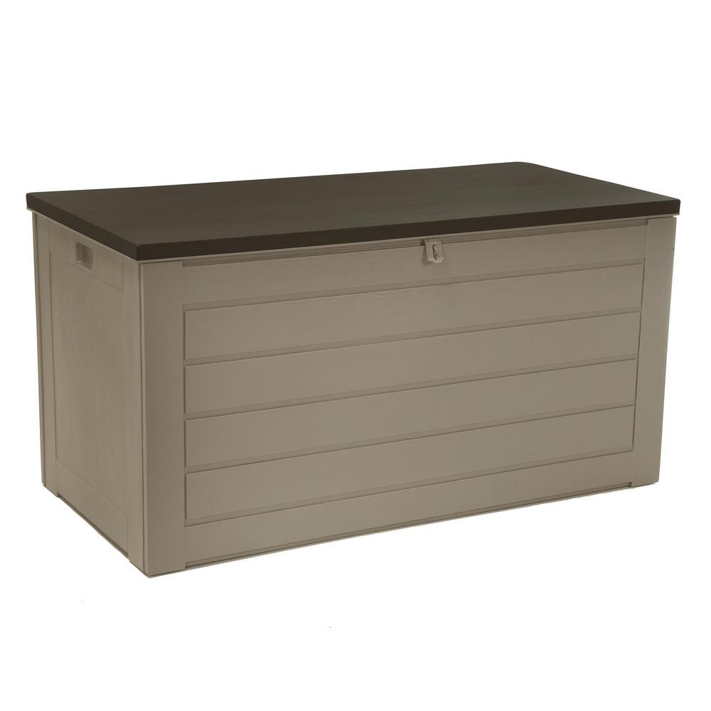 Cosco 180 Gal Resin Storage Deck Box In Tan And Brown within proportions 1000 X 1000