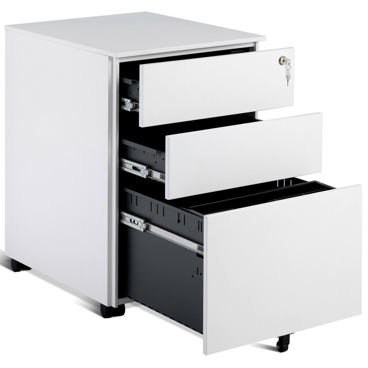 Costway Costway 3 Drawer Filing Cabinet Locking Pedestal Under Desk intended for sizing 1200 X 1200