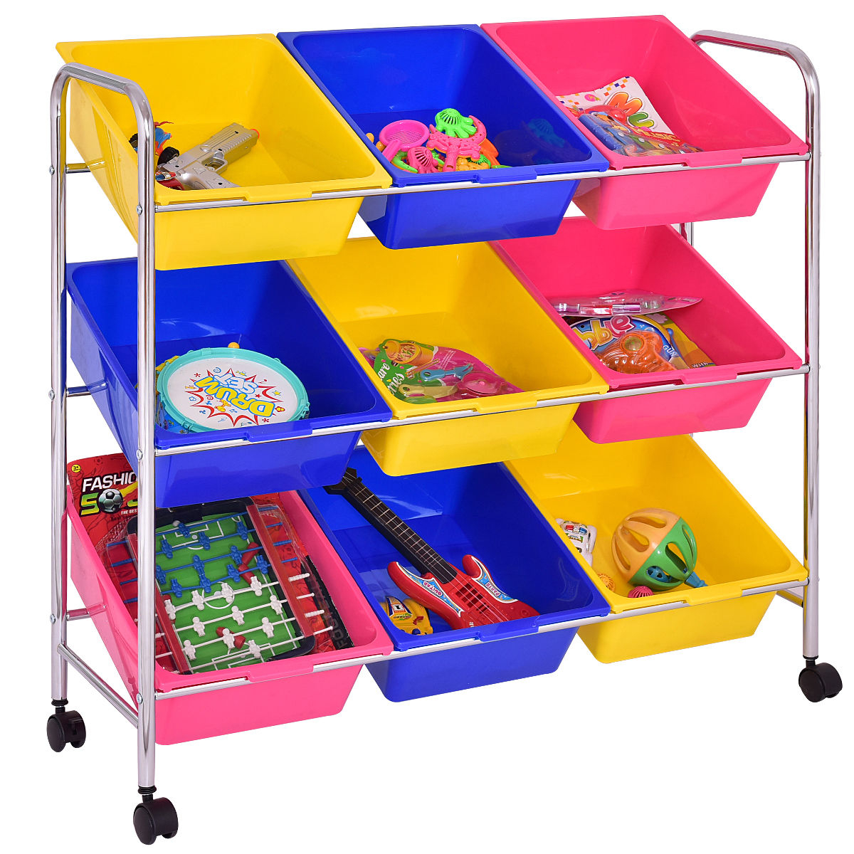 Costway Kids Toy Storage Shelf Organizer 9 Bins Multi Colored Bin within dimensions 1200 X 1200