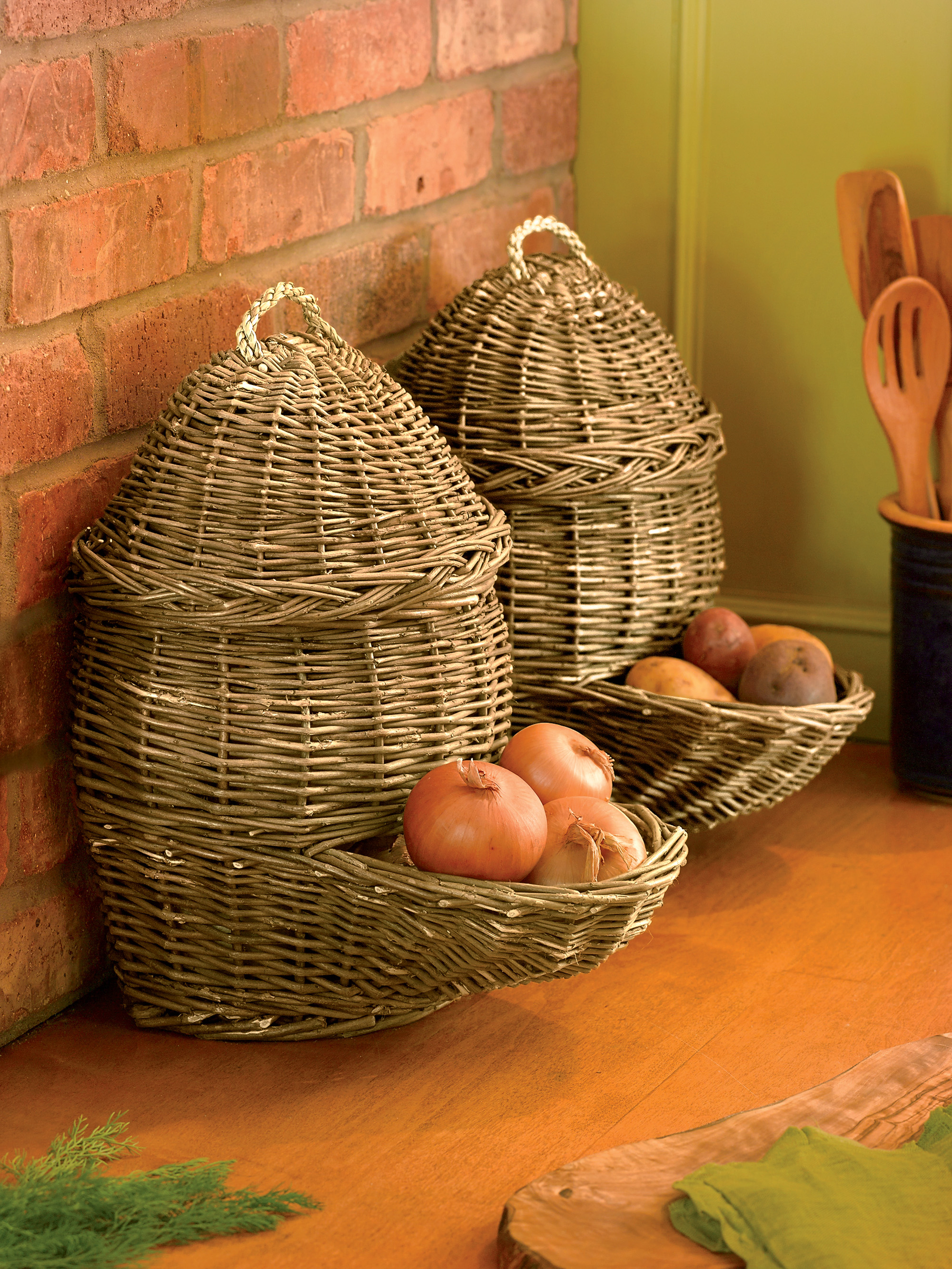 Countertop Potato Onion Storage Baskets Set Of 2 Gardeners regarding sizing 2000 X 2666