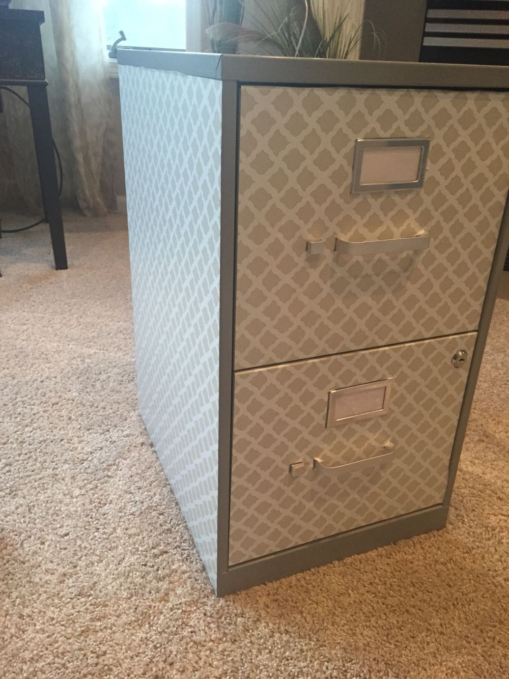 Covered A Basic Filing Cabinet With Contact Paper So Chic for dimensions 1000 X 1334