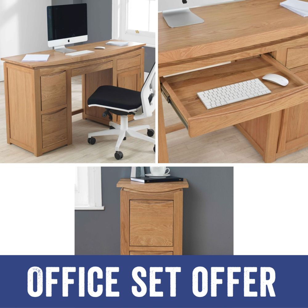 Crescent Solid Oak Large Desk And Filing Cabinet Package throughout sizing 1000 X 1000