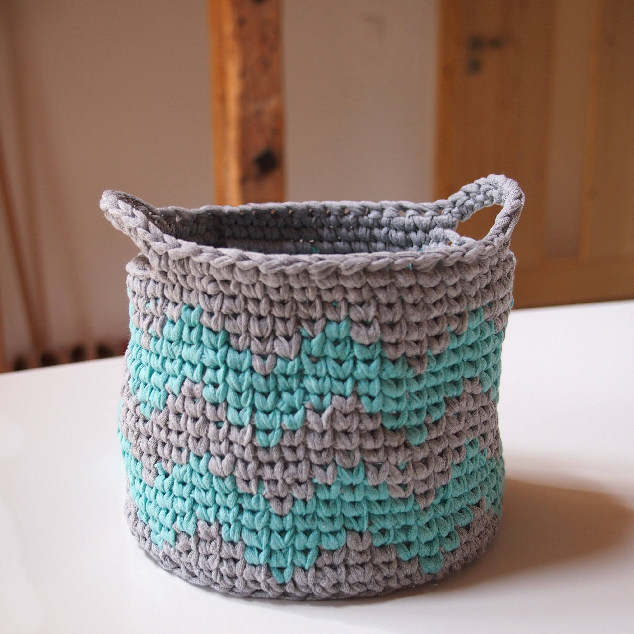 Crochet Pattern Chevron Basket Knit Look Storage Bin Etsy intended for measurements 2672 X 2672