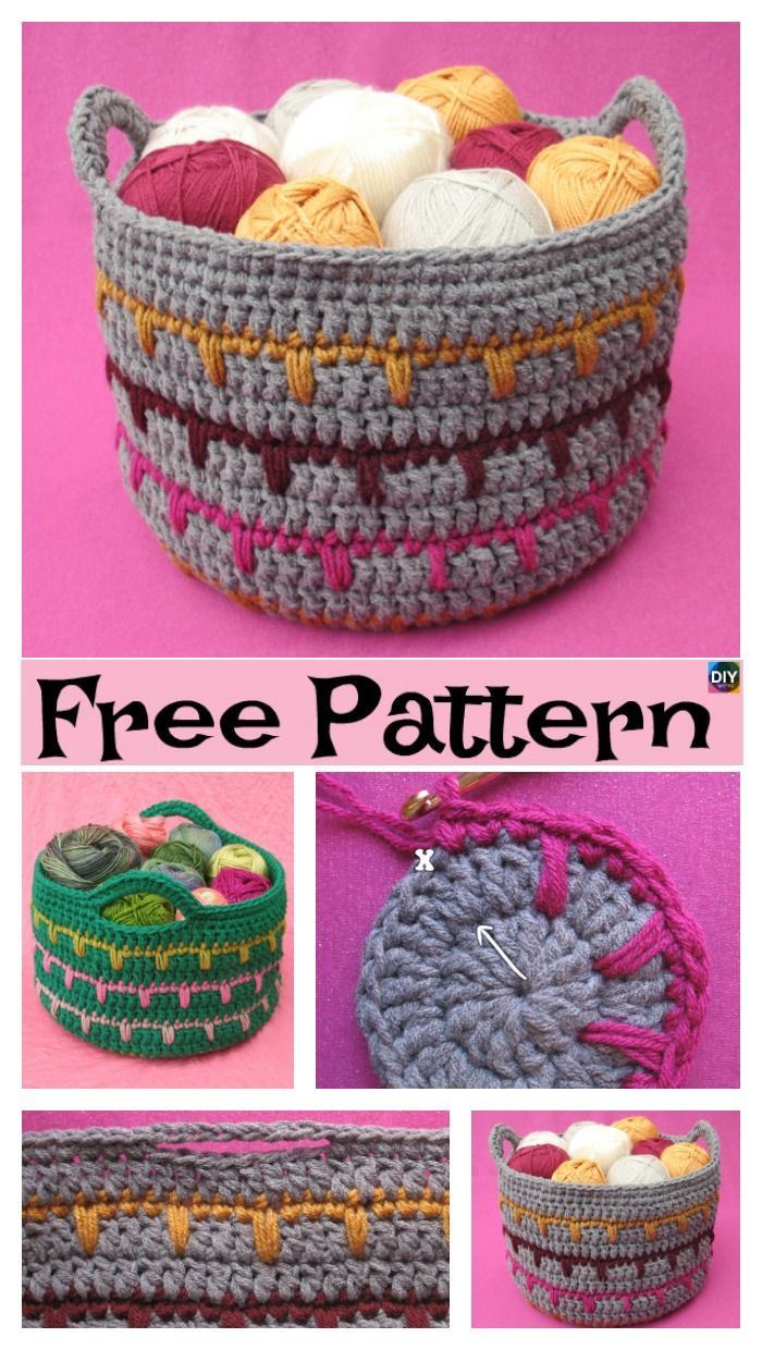 Crochet Spike Stitch Basket Free Pattern Crochet Knit Patterns inside measurements 700 X 1240