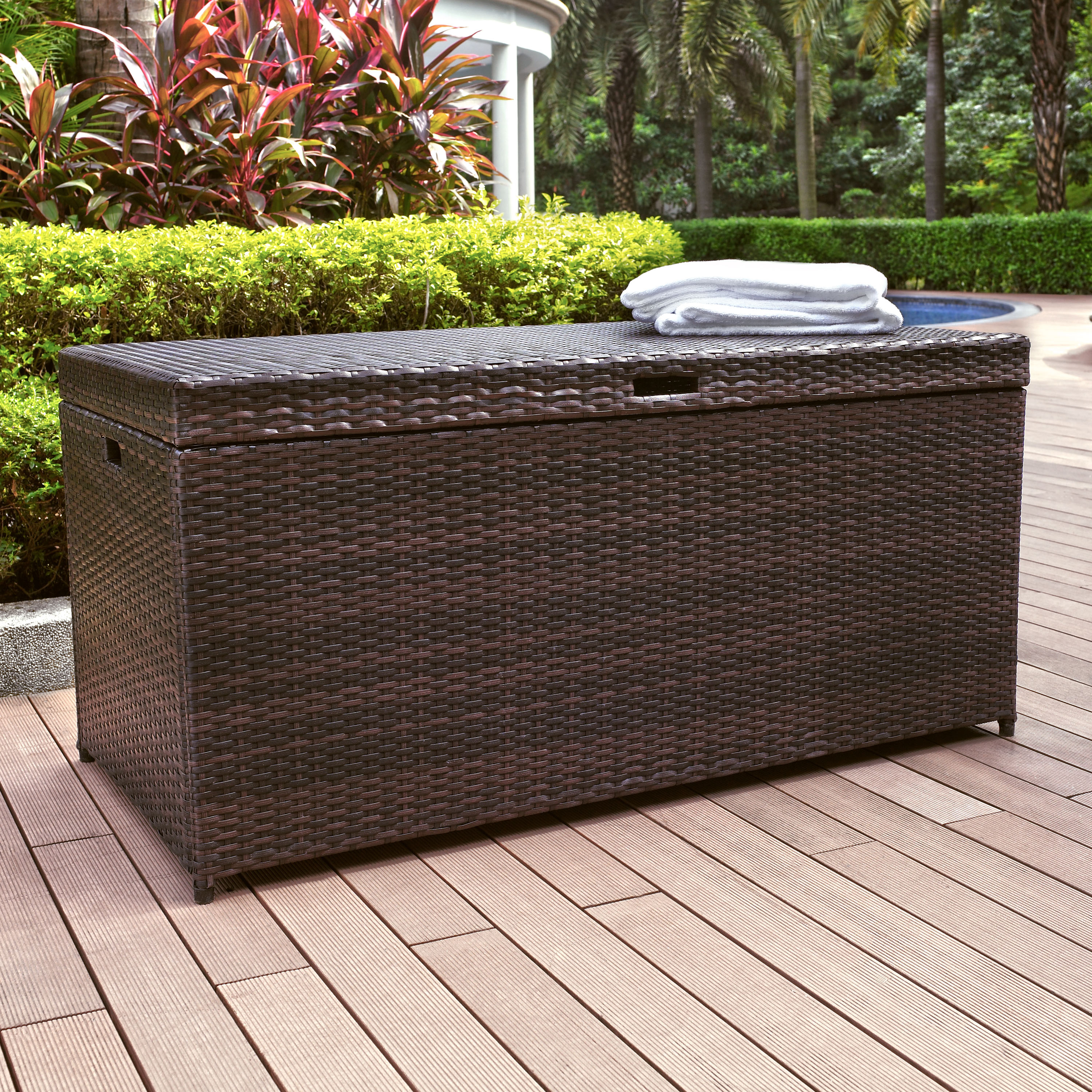 Crosley Furniture Palm Harbor Outdoor Wicker Storage Bin Walmart inside sizing 3000 X 3000