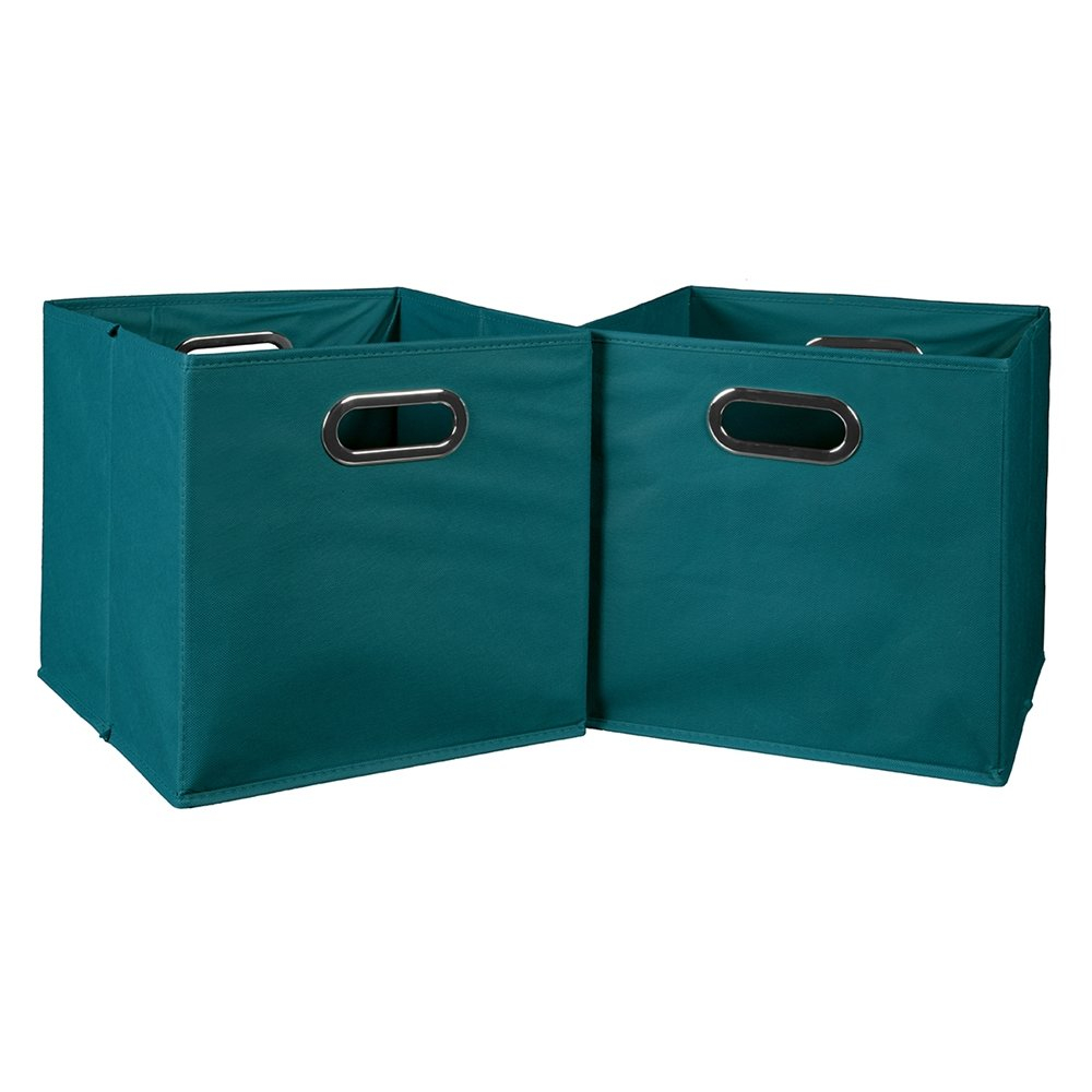 Cubo Set Of 2 Foldable Fabric Storage Bins Teal intended for sizing 1000 X 1000