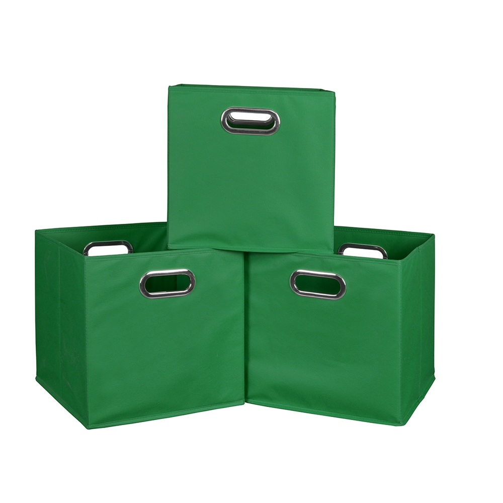Cubo Set Of 3 Foldable Fabric Storage Bins Green inside sizing 1000 X 1000