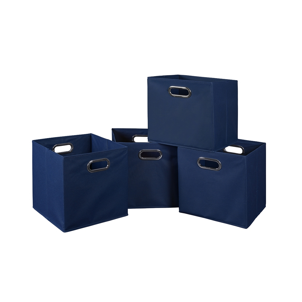 Cubo Set Of 4 Foldable Fabric Storage Bins Blue throughout proportions 1000 X 1000