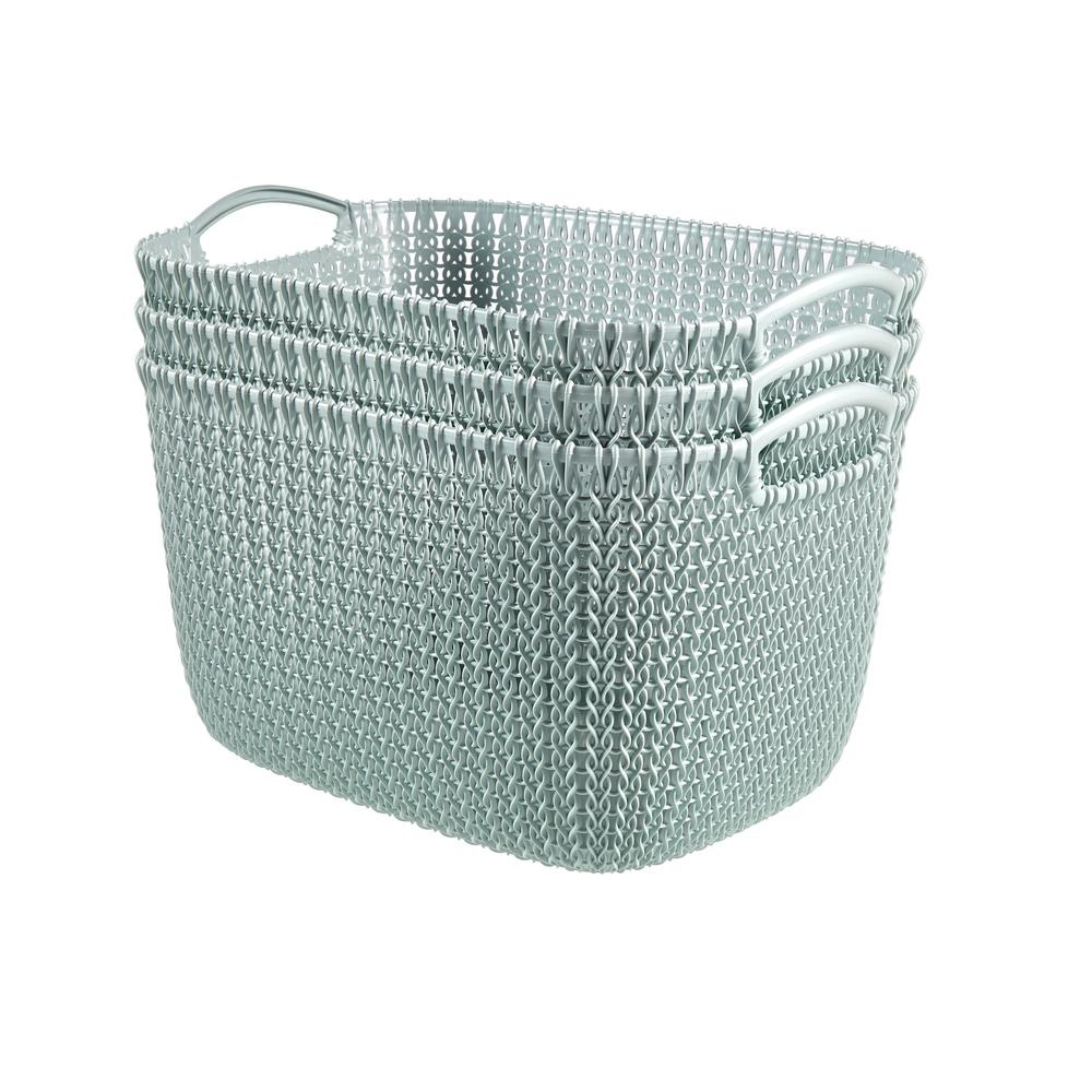 Curver 20 Qt Knit Rectangular Resin Large Storage Basket Set In for sizing 1000 X 1000