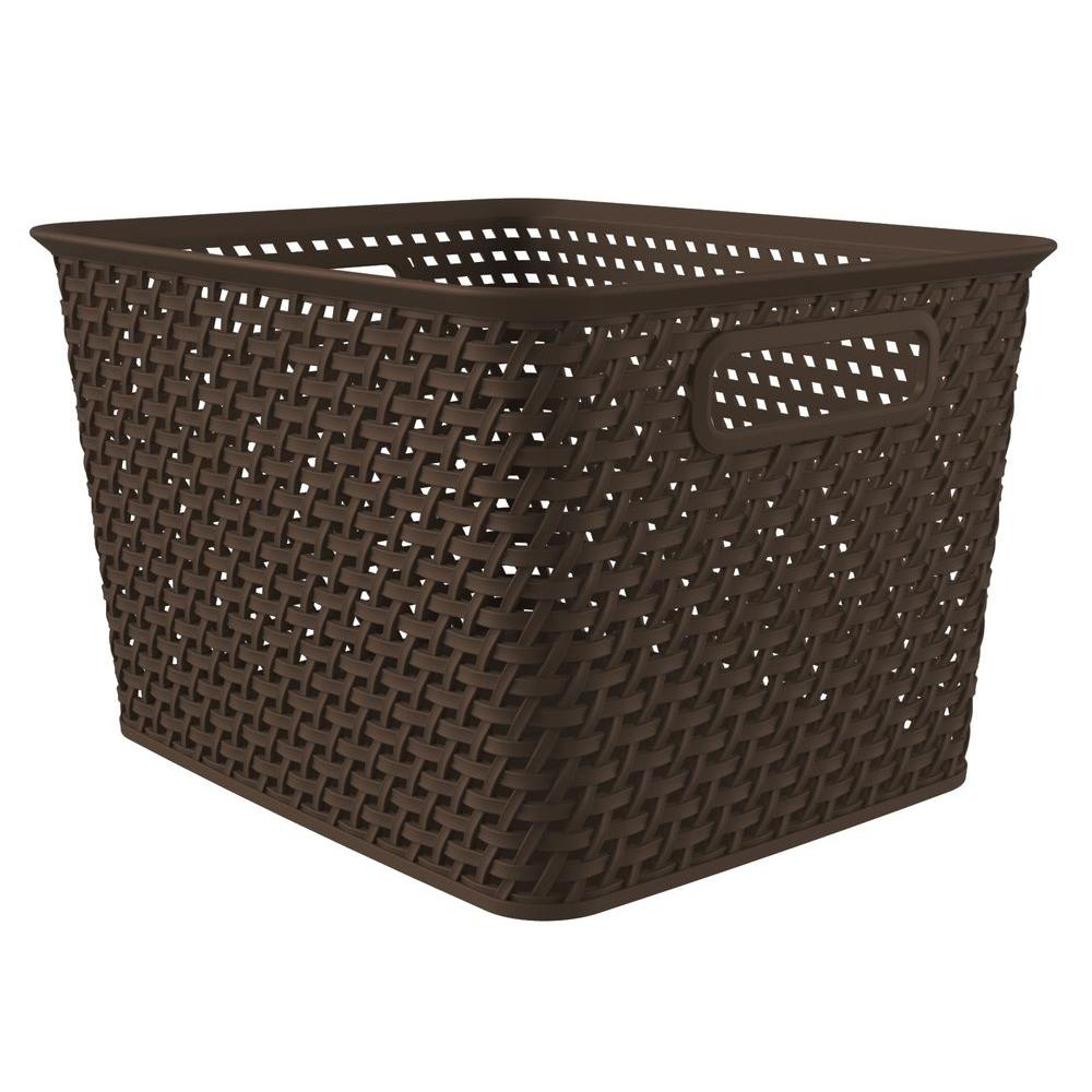 Curver Style 14 In X 116 In Espresso Plastic Weave Storage Basket throughout sizing 1000 X 1000