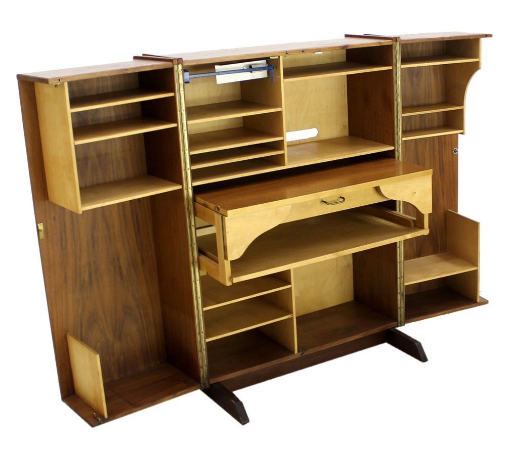 Danish Mid Century Modern Box Fold Away Secretary Desk File Cabinet throughout proportions 1000 X 888