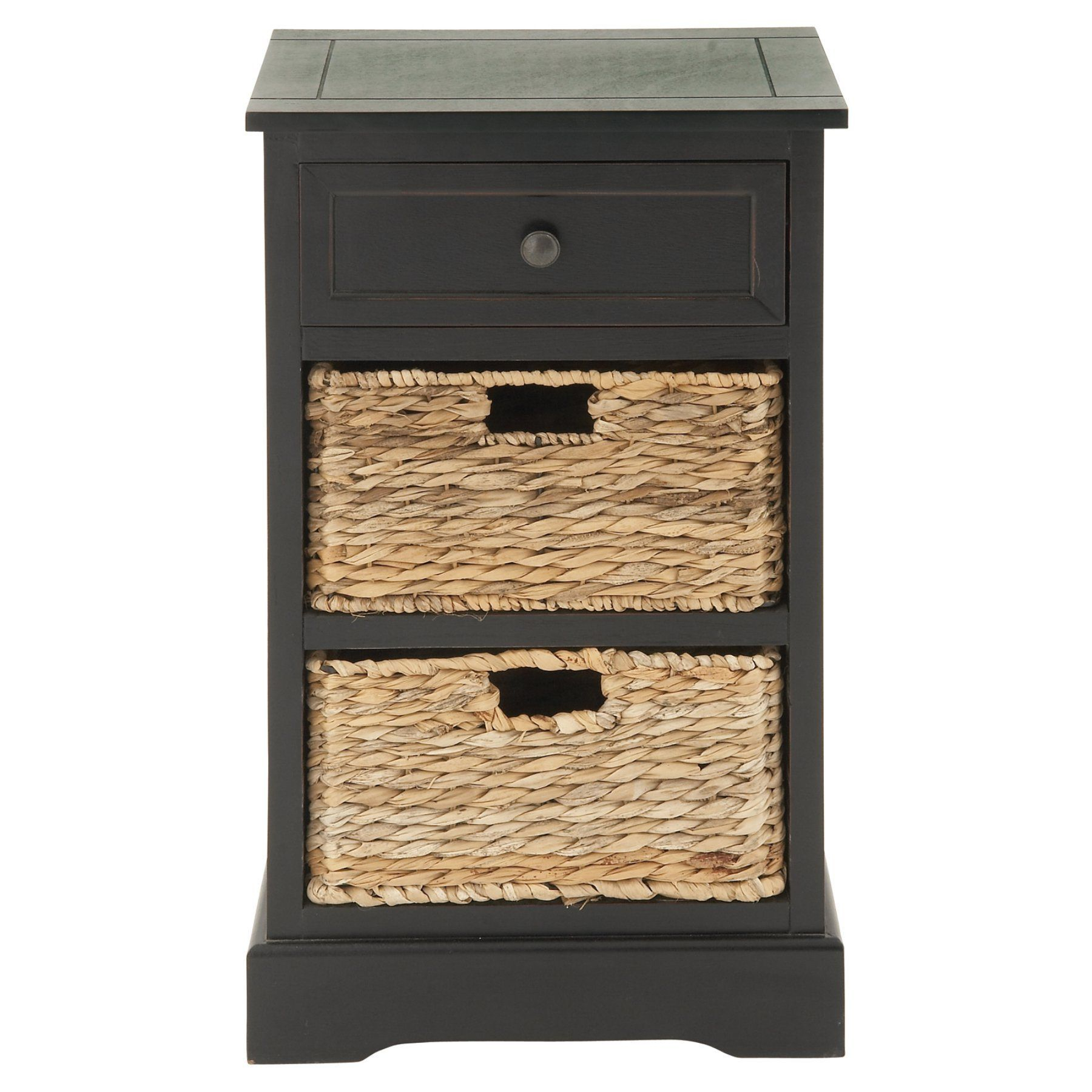 Decmode Wooden Side Table With Wicker Baskets 96146 Products throughout dimensions 1800 X 1800