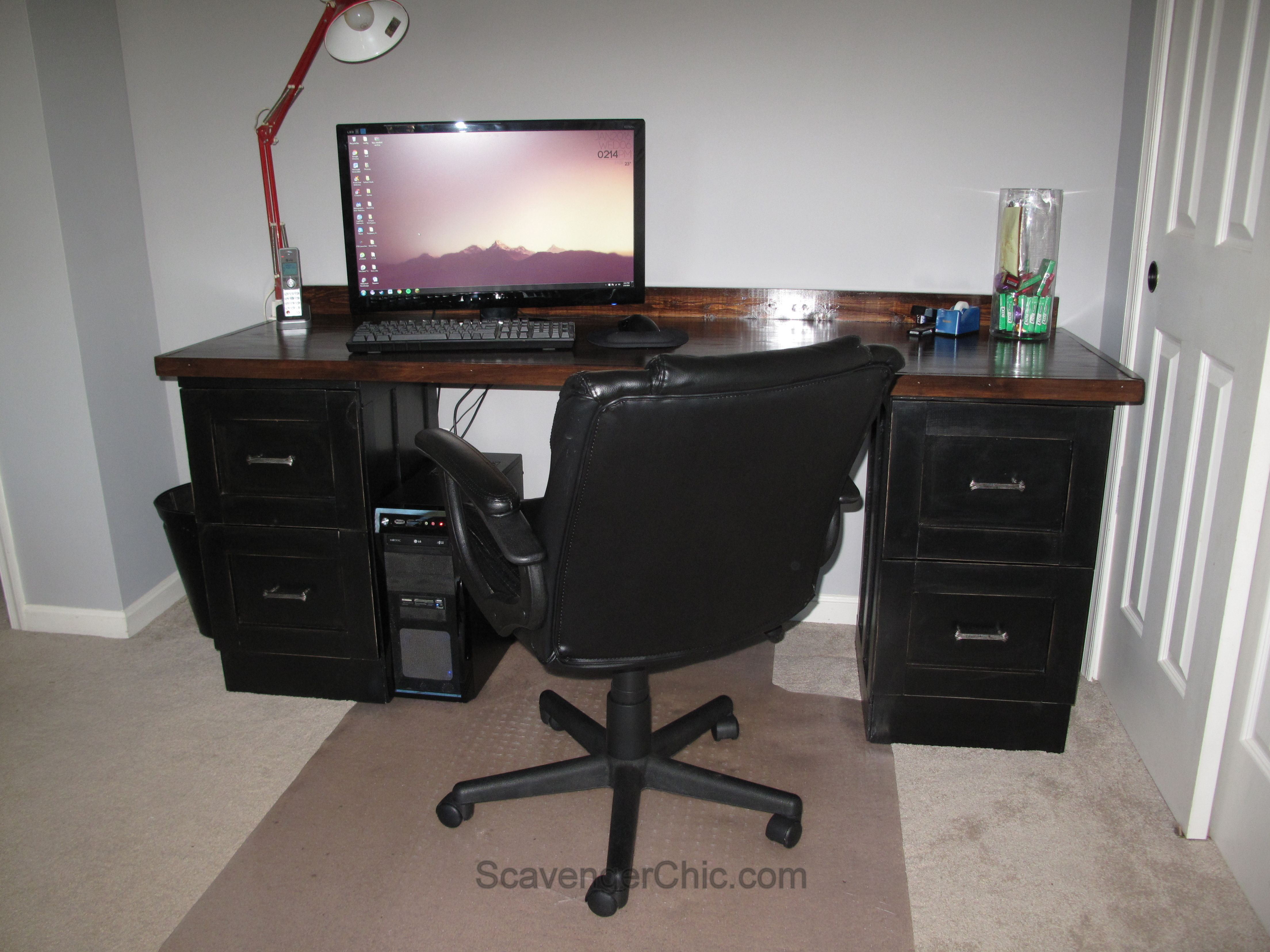 Desk Made From Old Metal File Cabinets Scavenger Chic Office within measurements 4416 X 3312