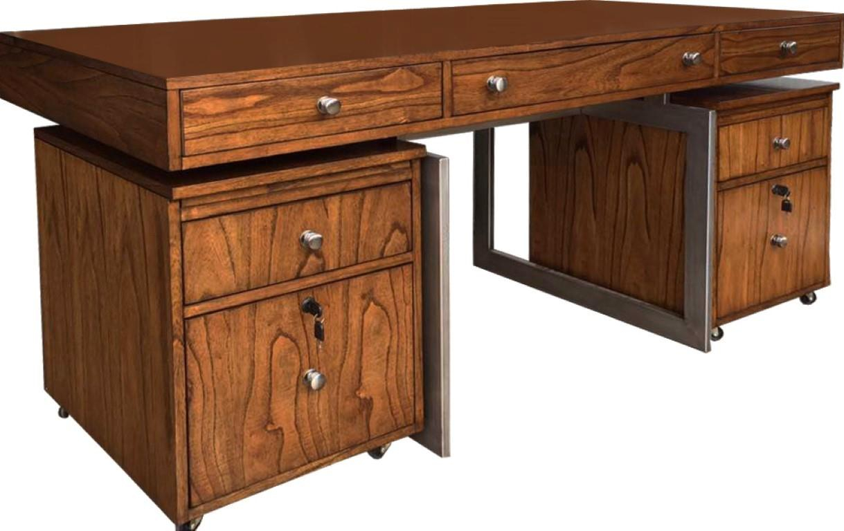 Details About Madison Home Office 68 Writing Desk 2 File Cabinet Set Burnished Amber Finish for measurements 1219 X 768