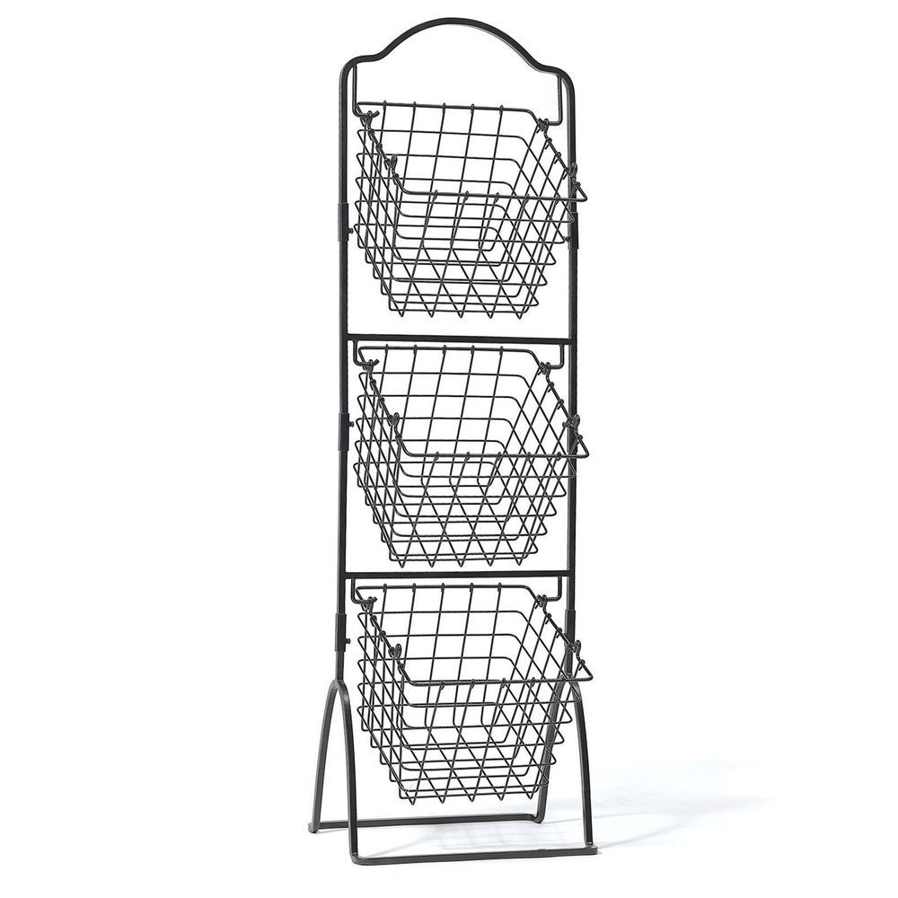 Details About Wire Storage Basket Shelving 3 Rack Bin Organizer within dimensions 1000 X 1000