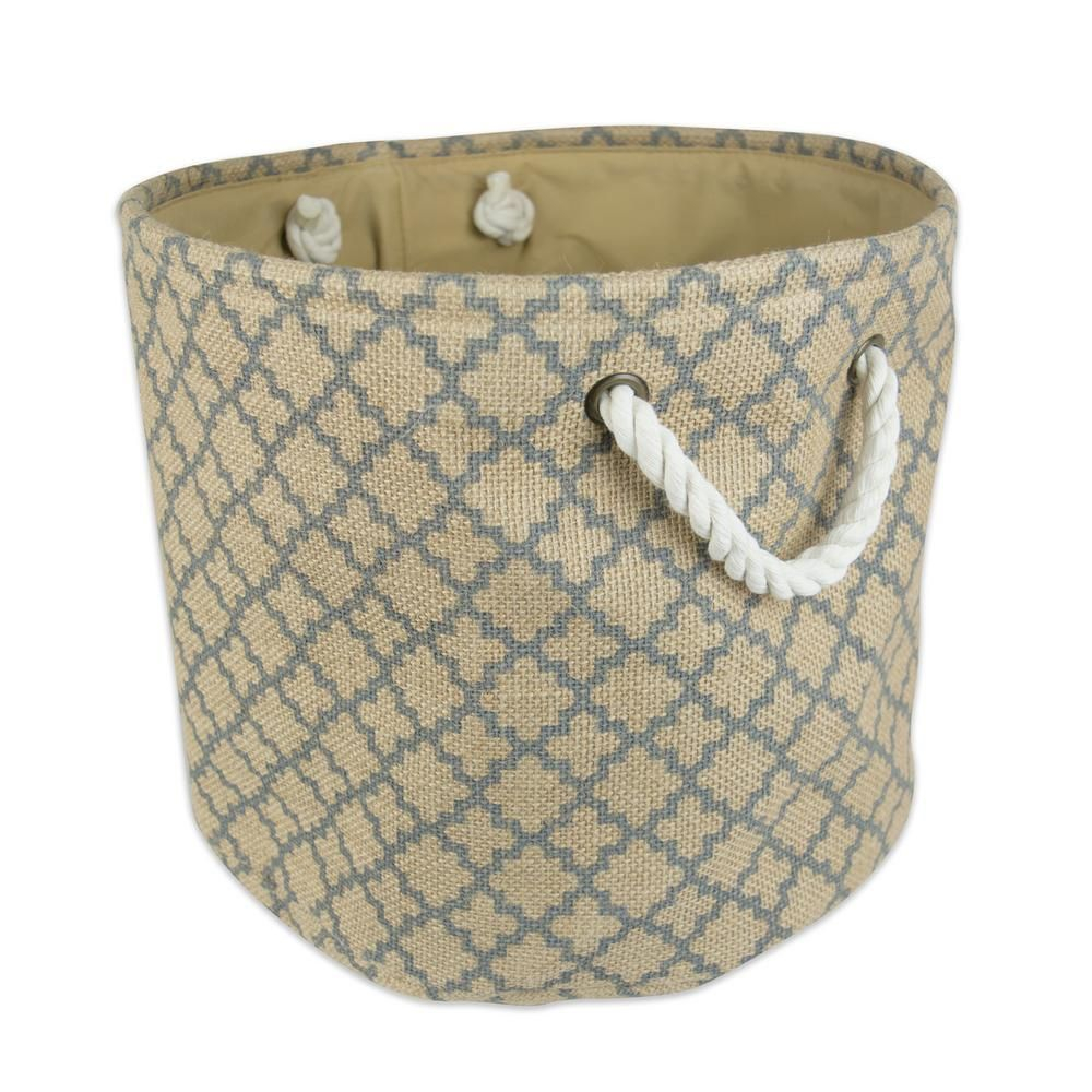 Dii Round Burlap Lattice Decorative Bin Gray Products intended for sizing 1000 X 1000