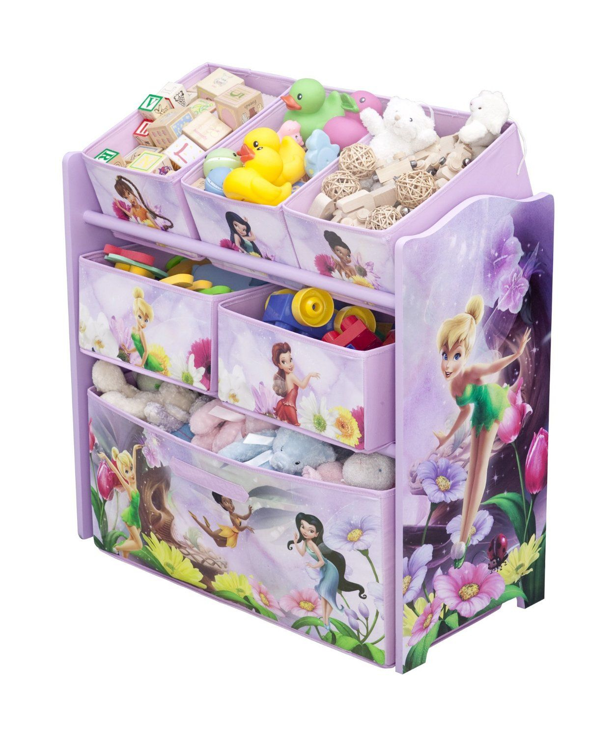 Disney Fairies Wooden 6 Multi Bin Toy Organiser Amazoncouk inside size 1254 X 1500