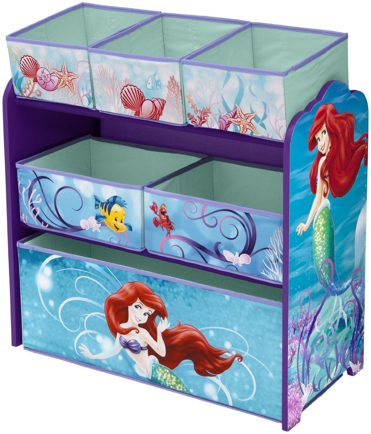 Disney Little Mermaid Multi Bin Toy Organizer Girls Room Little within dimensions 1282 X 1500