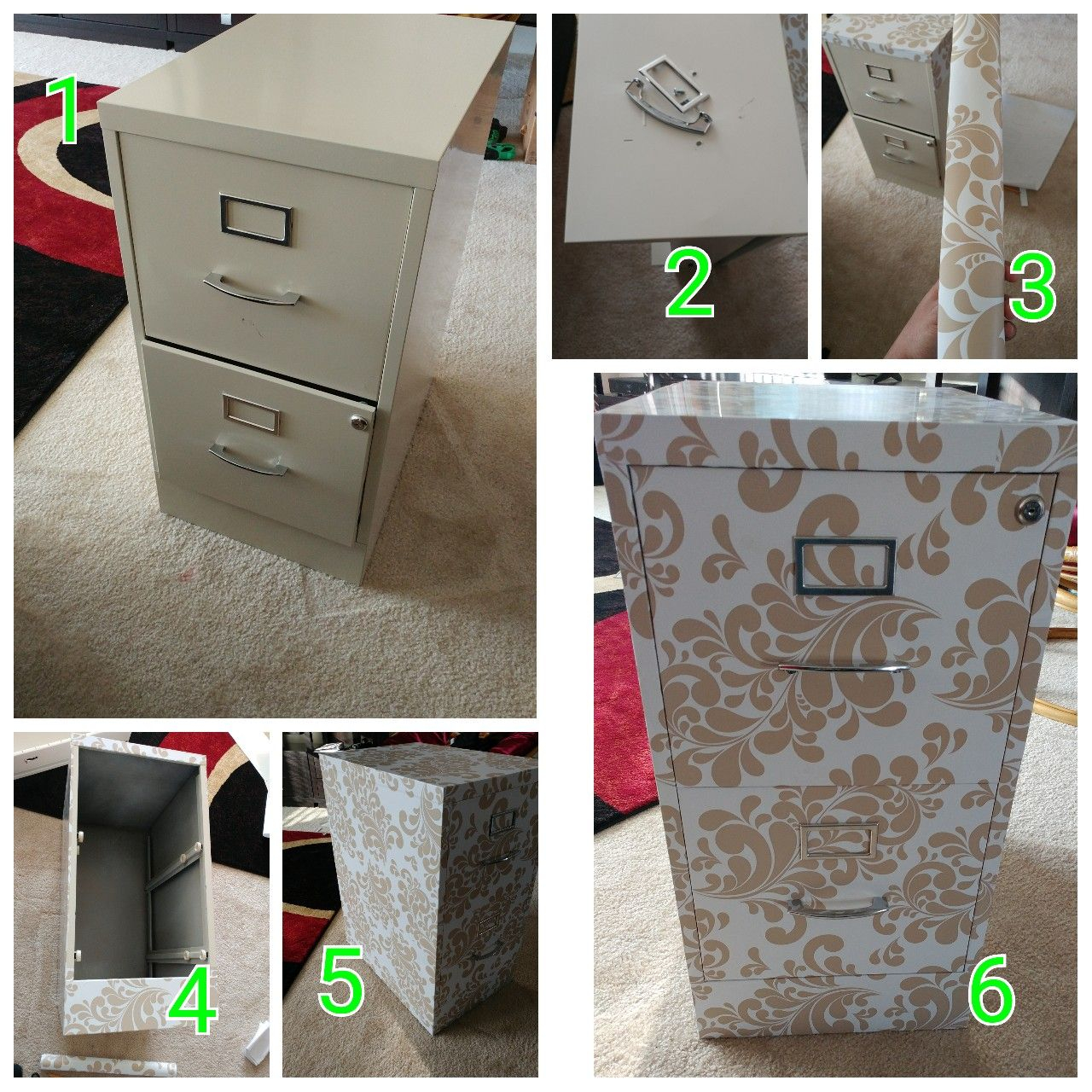 Diy File Cabinet Cover Using Decorated Contact Paper Tools Screw with size 1280 X 1280