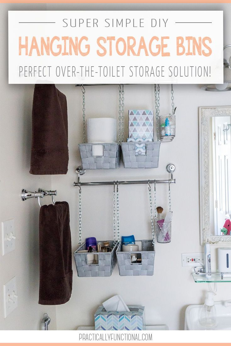 Diy Hanging Storage Bins For Over The Toilet Storage Simple Diy intended for size 735 X 1102