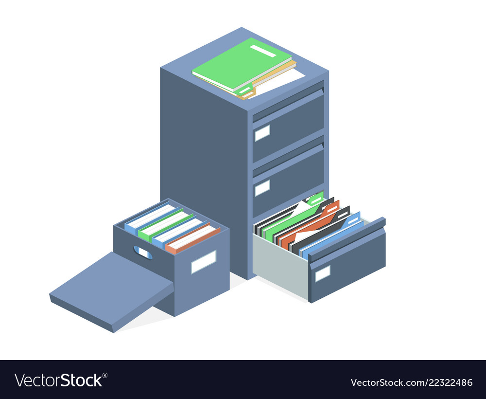 Documents Cabinet Files Archive Storage Box Vector Image for measurements 1000 X 820