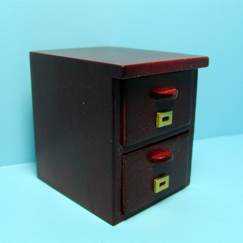 Dollhouse Miniature Mahogany Wood Two Drawer File Cabinet T3562a in dimensions 1024 X 1024