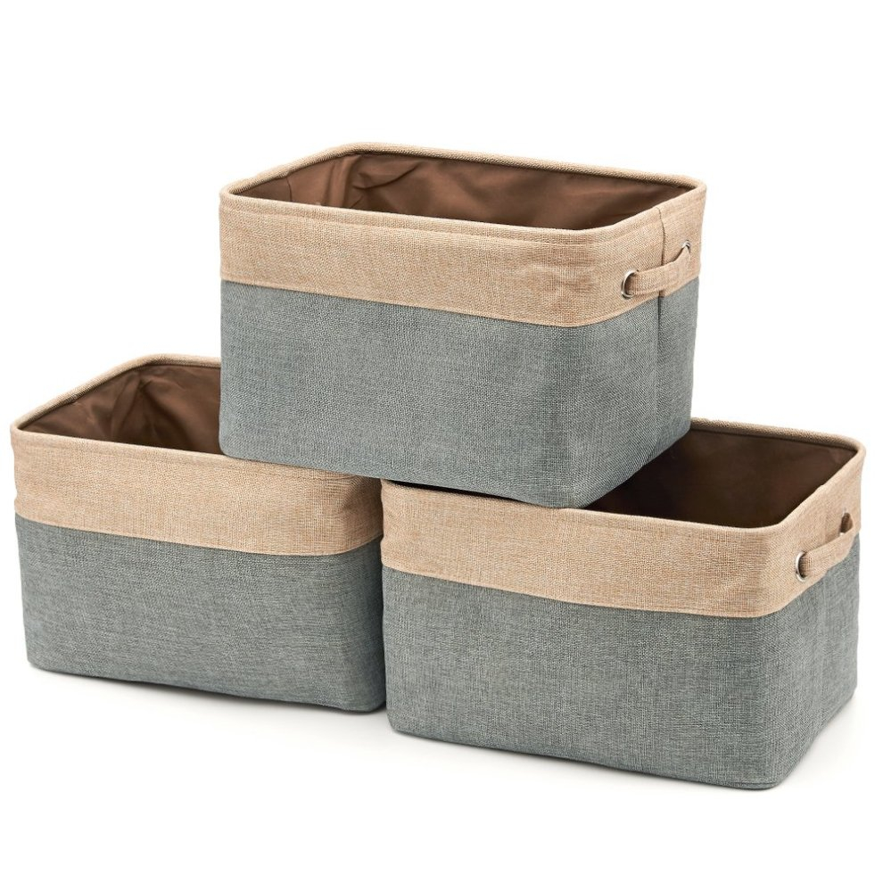 Ezoware Collapsible Storage Bin Basket 3 Pack Foldable Canvas intended for size 990 X 990