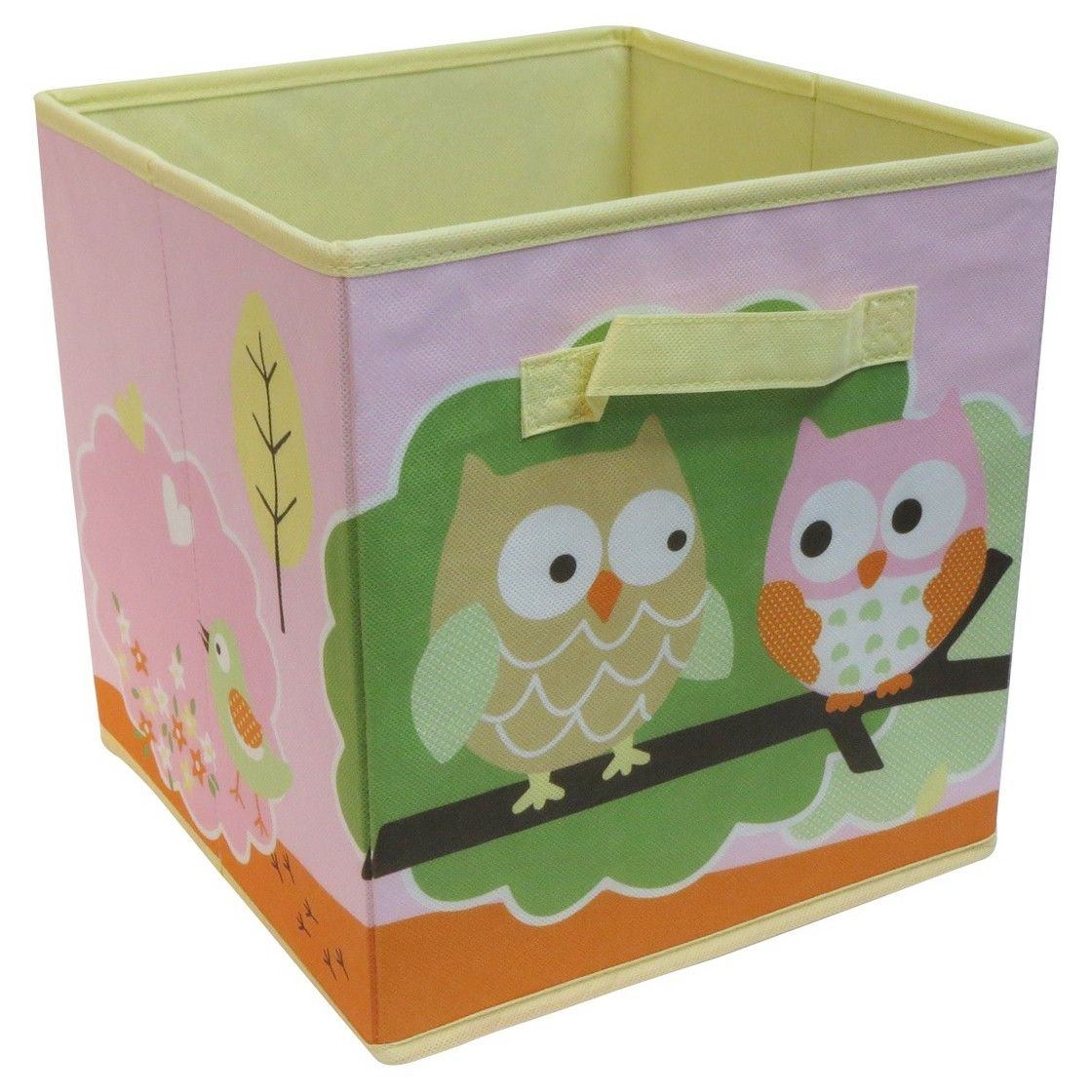 Fabric Cube Storage Bin 11 Pink Owls Circo Noras Room with measurements 1120 X 1120