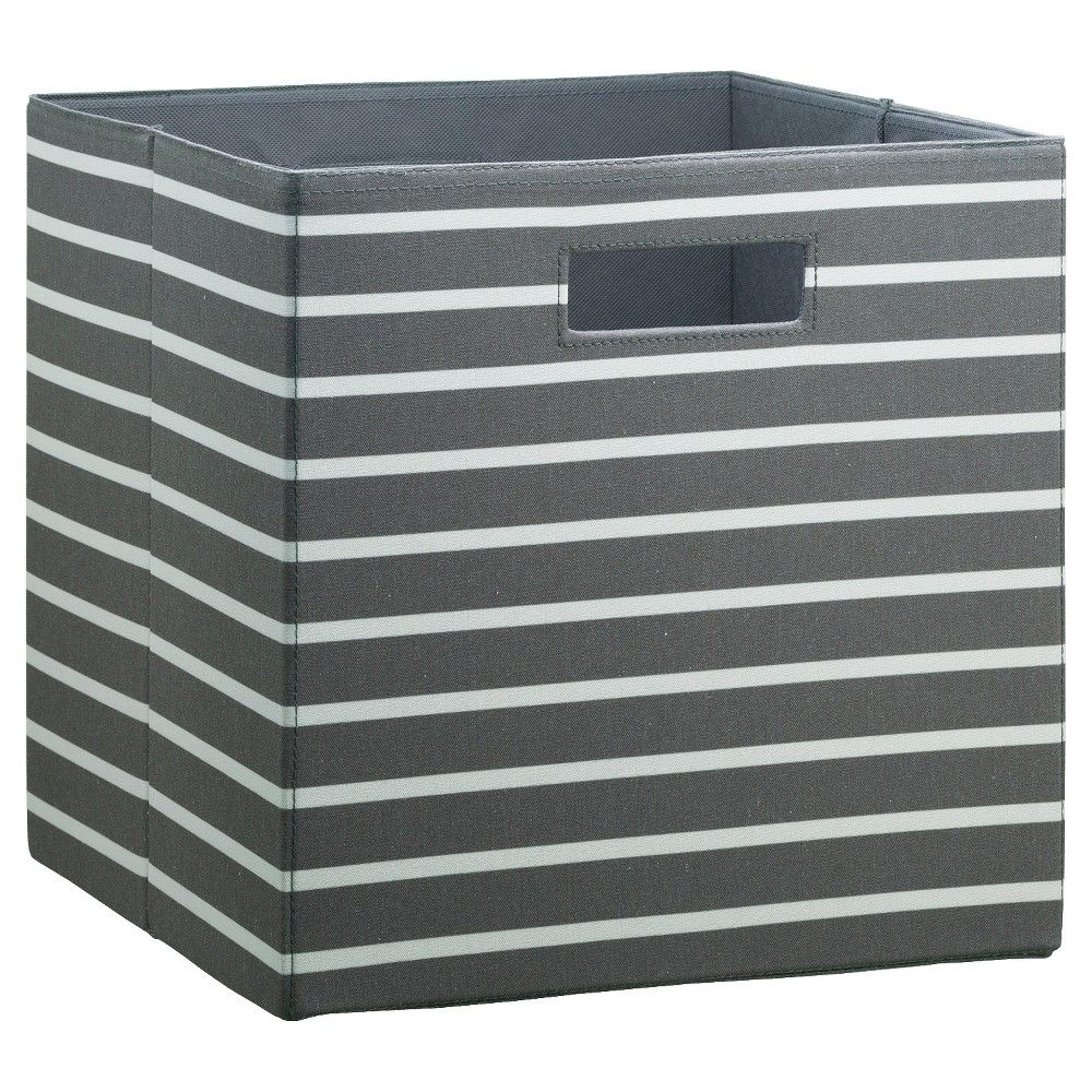 Fabric Cube Storage Bin 13 Grey White Stripe Threshold Brown pertaining to sizing 1000 X 1000