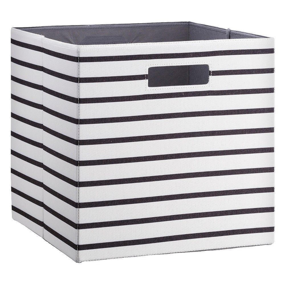 Fabric Cube Storage Bin 13 White Black Stripe Threshold Brown pertaining to dimensions 1000 X 1000