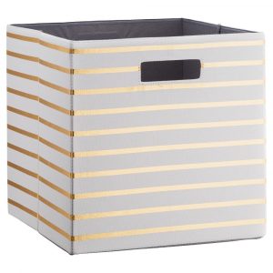 Fabric Cube Storage Bin 13 White Gold Stripe Threshold for dimensions 1000 X 1000