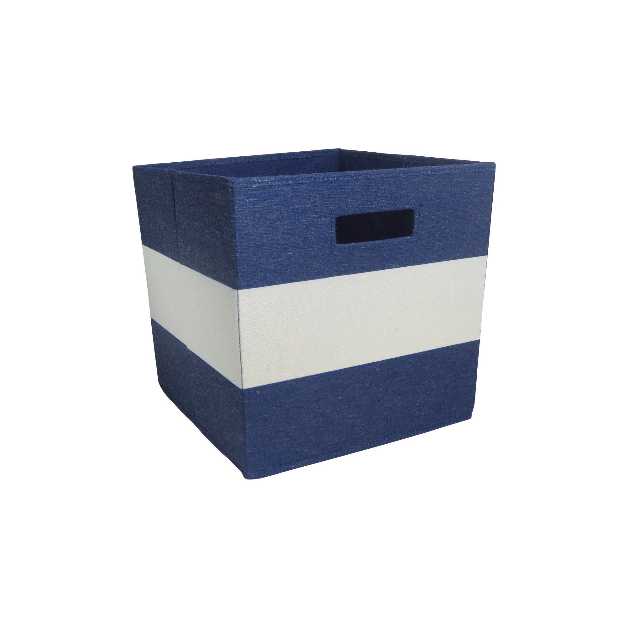 Fabric Cube Storage Bin Navy Blue Stripe Pillowfort Products inside measurements 2000 X 2000