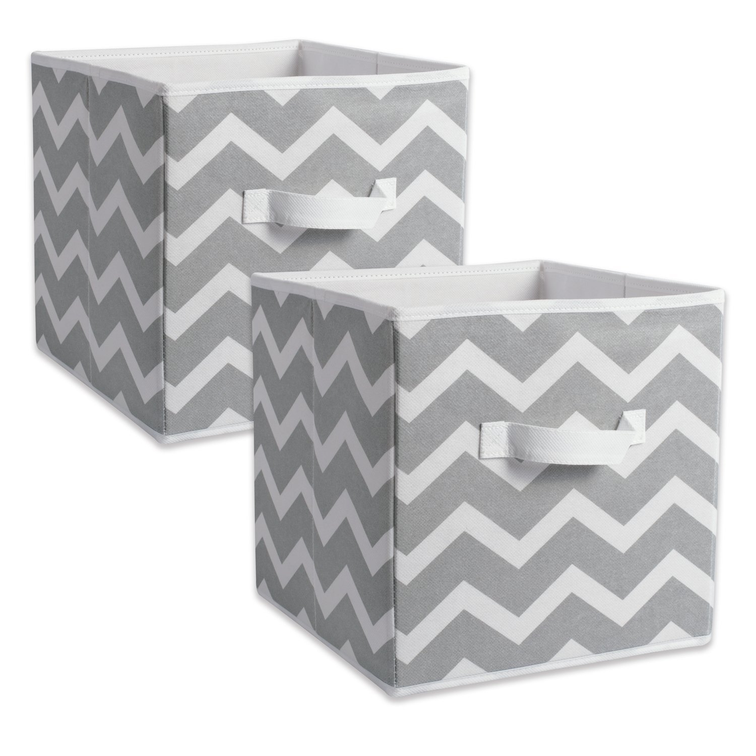 Fabric Storage Bin Chevron Grey Pack Of 2 for size 1500 X 1500