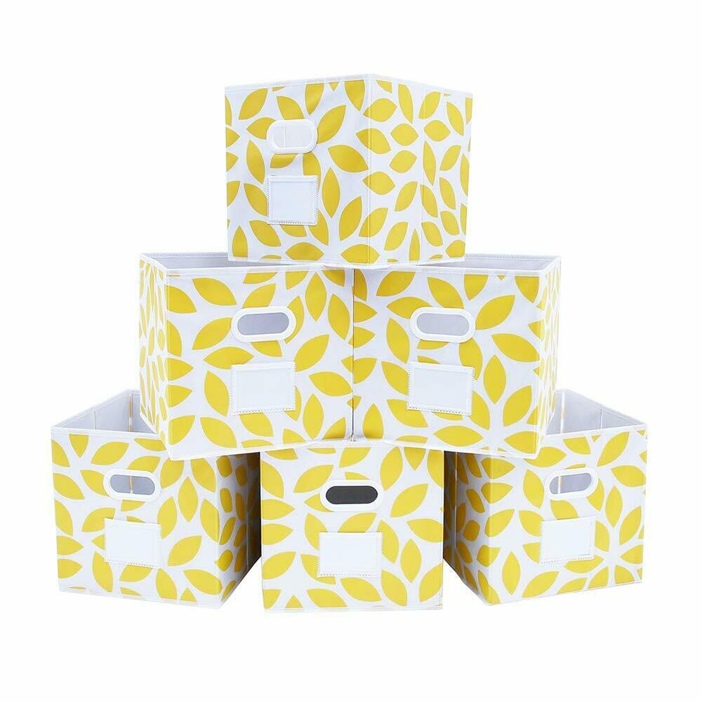 Fabric Storage Bins Cubes Baskets Containers Flodable Yellow Set for dimensions 1000 X 1000