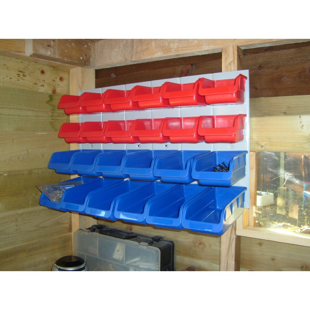 Faithfull 24 Plastic Storage Bins With Metal Wall Panel On Onbuy in measurements 990 X 990