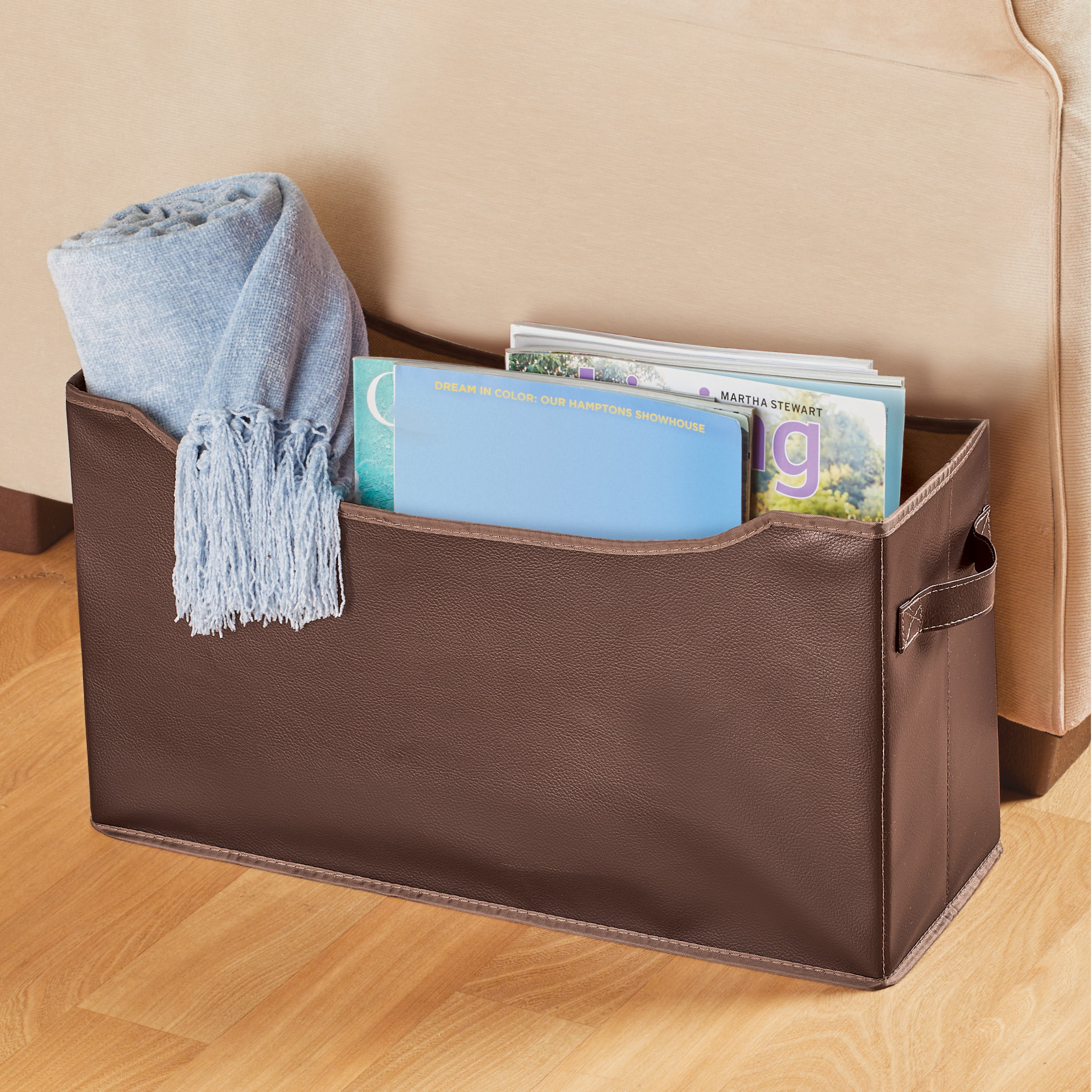 Faux Leather Storage Bin With Handles Collections Etc intended for dimensions 2100 X 2100