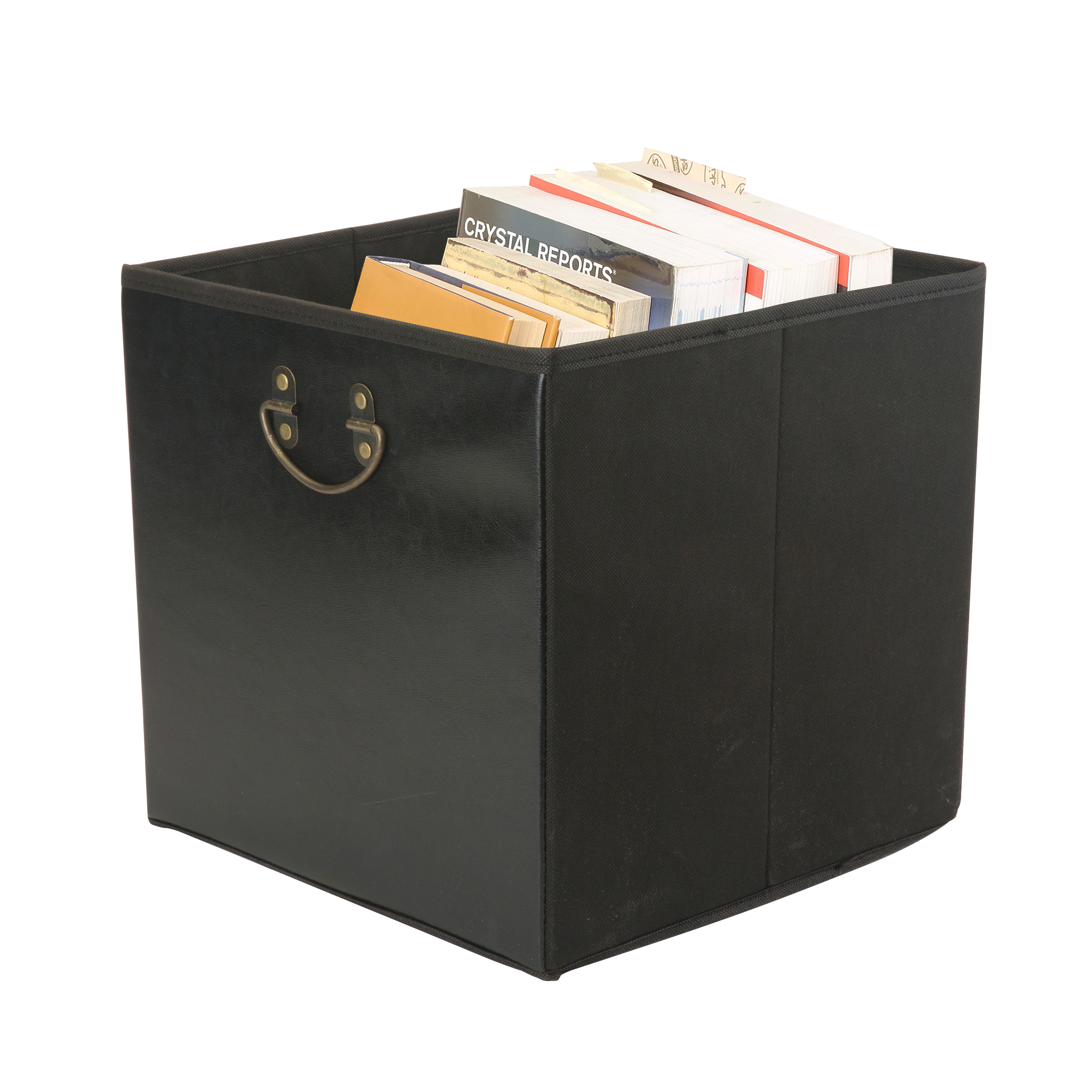 Faux Leather Storage Cube W Metal Handle 13x13x13 Walmart in proportions 3000 X 3000