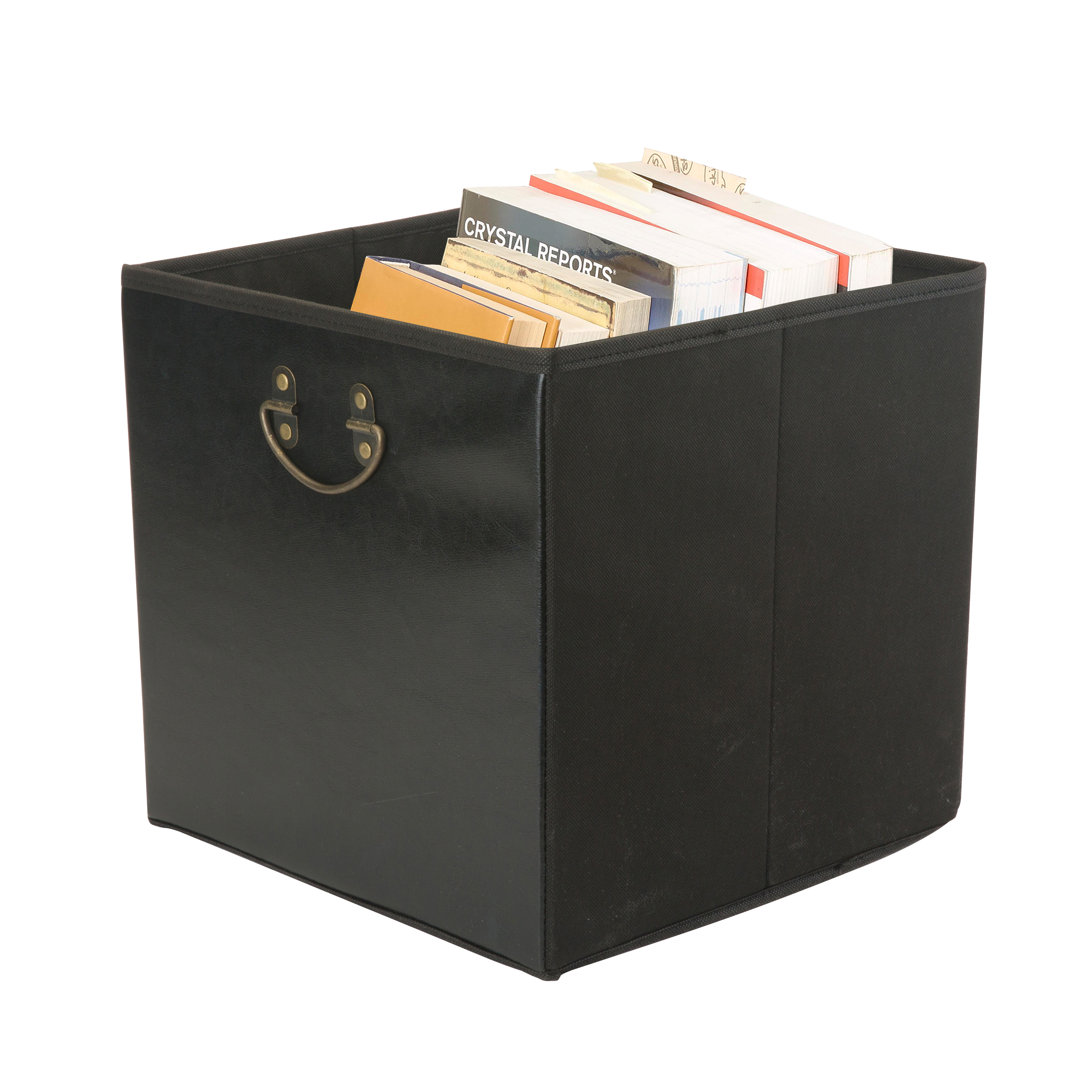 Faux Leather Storage Cube W Metal Handle 13x13x13 with regard to size 3000 X 3000