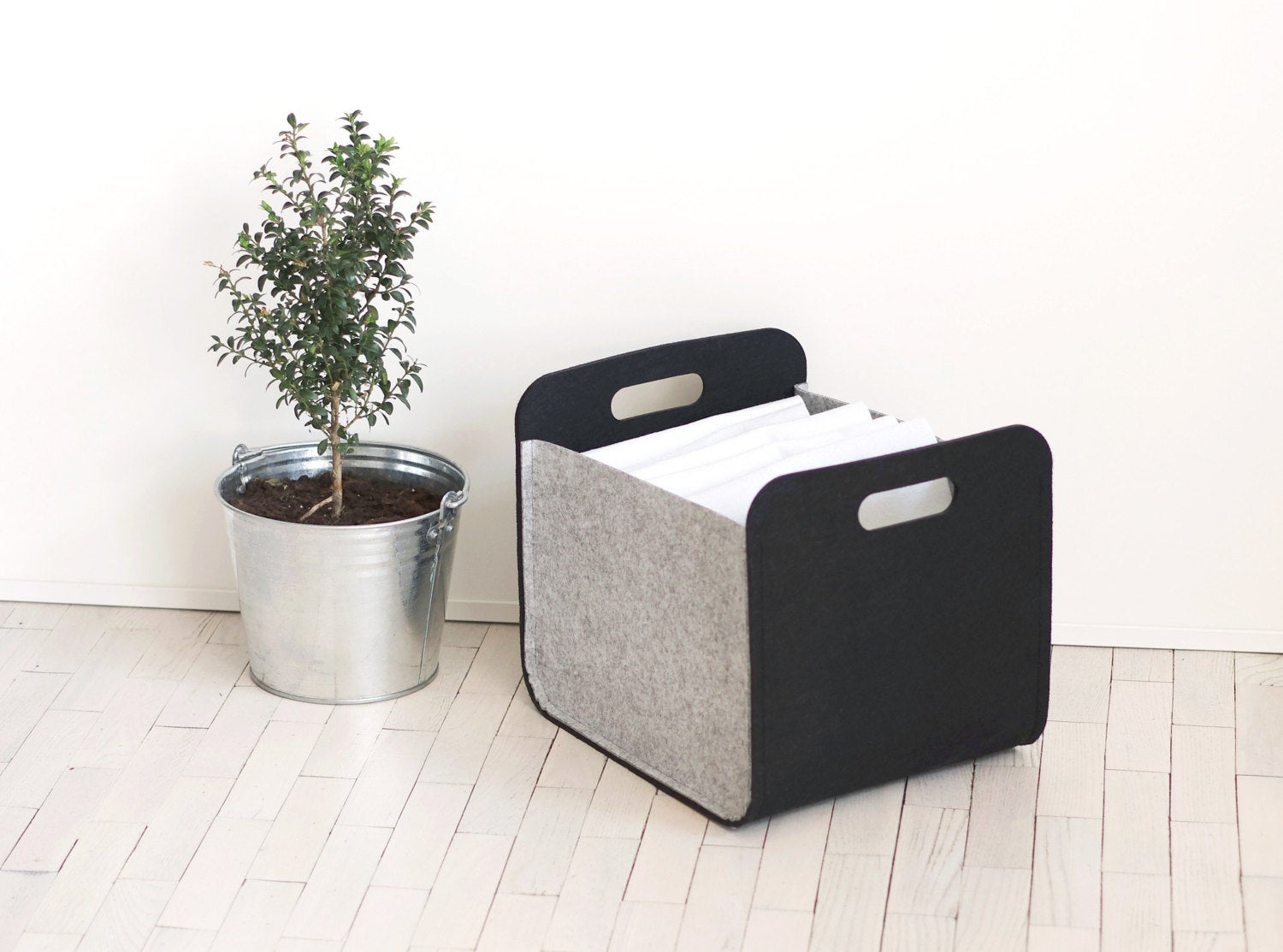 Felt Storage Bin Felt Basket Household Storage Modern Etsy pertaining to size 1500 X 1113