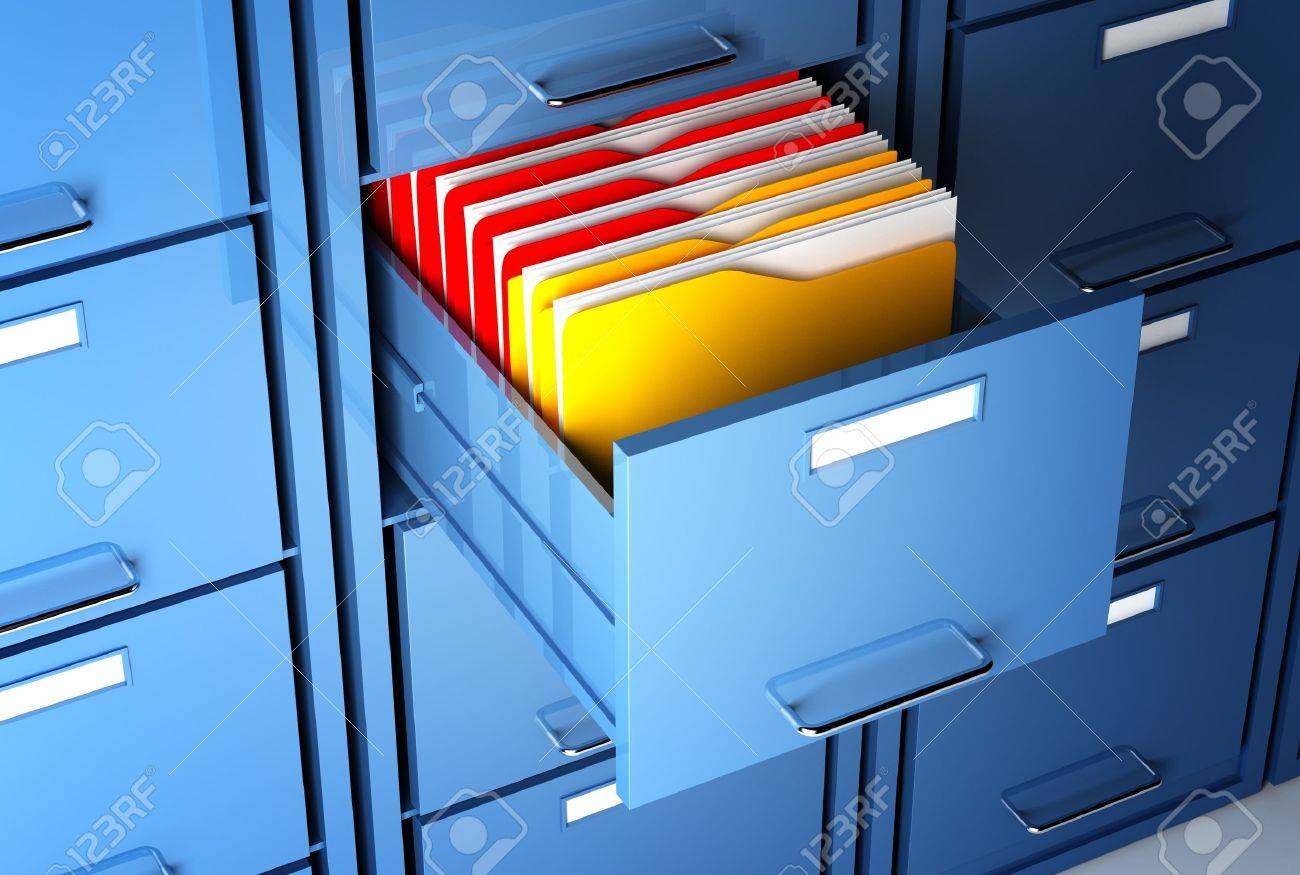 File Cabinet 3d And Colorful Folder Closeup Image Stock Photo within proportions 1300 X 875
