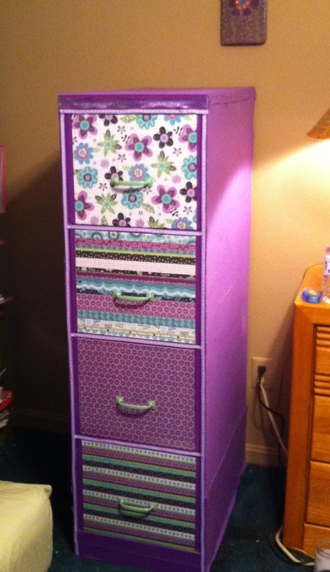 File Cabinet Makeover With Fabric Scrapbook Paper Ribbon within dimensions 1108 X 1919