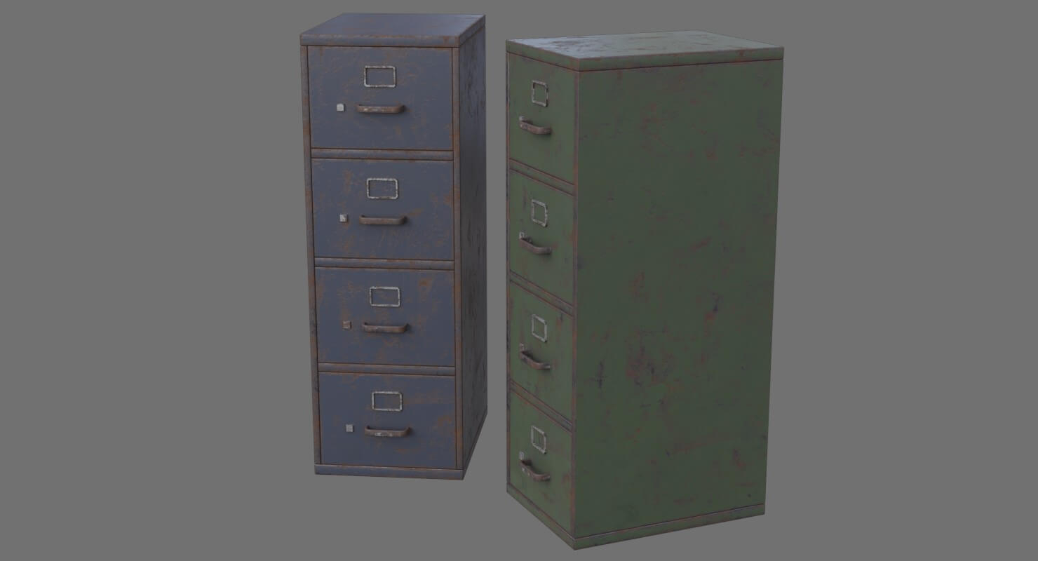 Filing Cabinet Rusty 3d Model with regard to measurements 1480 X 800