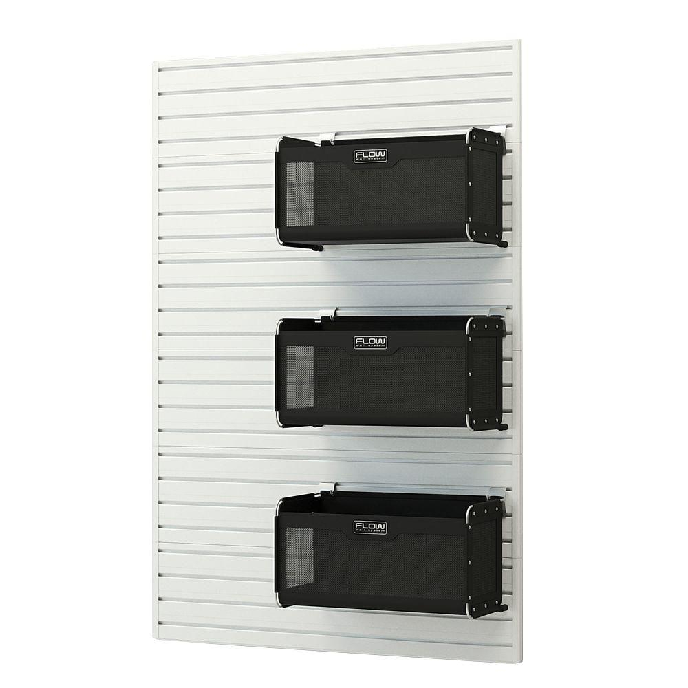 Flow Wall Modular Garage Wall Panel Set With Storage Bins In White intended for proportions 1000 X 1000