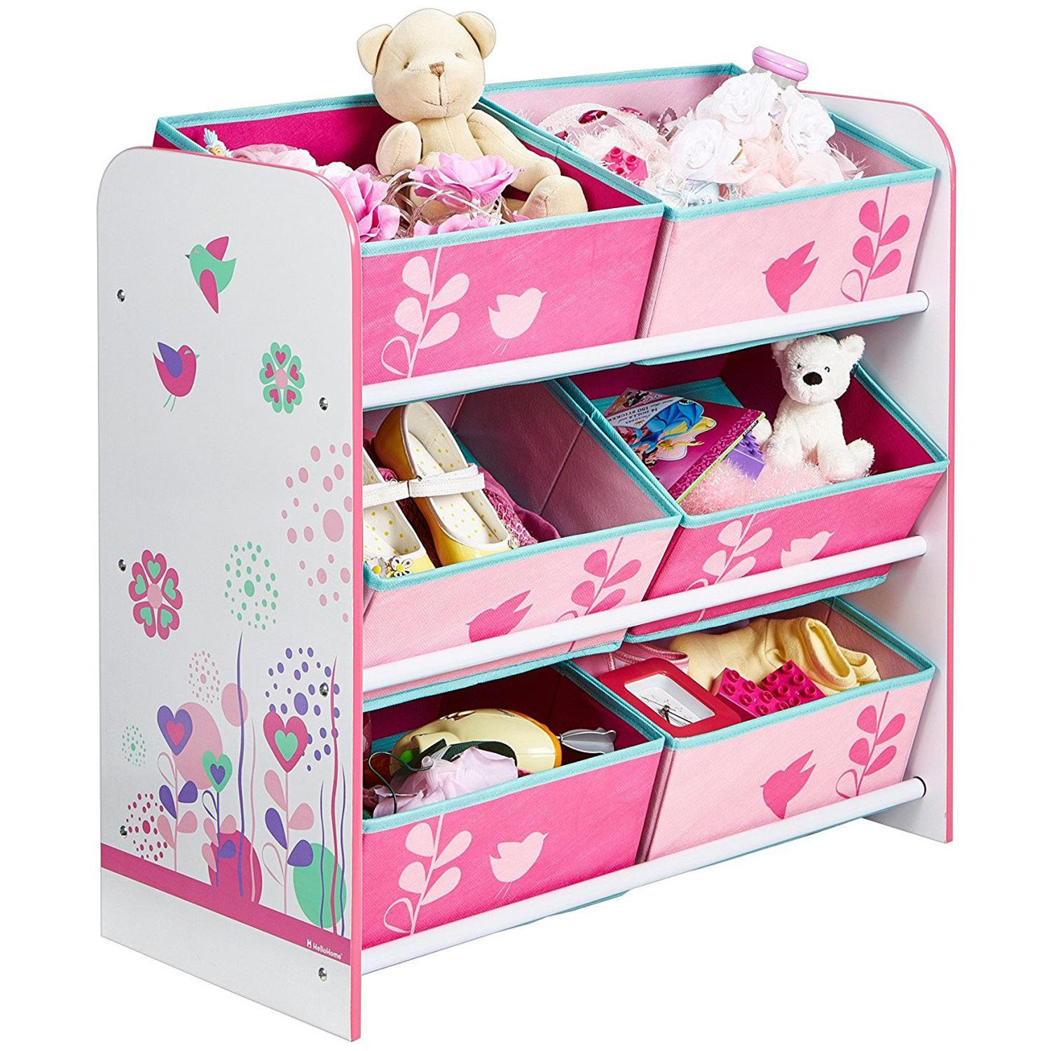 Flowers And Birds 6 Bin Storage Unit Pink Childrens Bedroom Toys for measurements 1500 X 1500