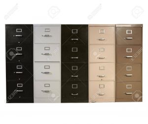 Funky Collection Of Vintage Metal File Cabinets Stock Photo with sizing 1300 X 1083