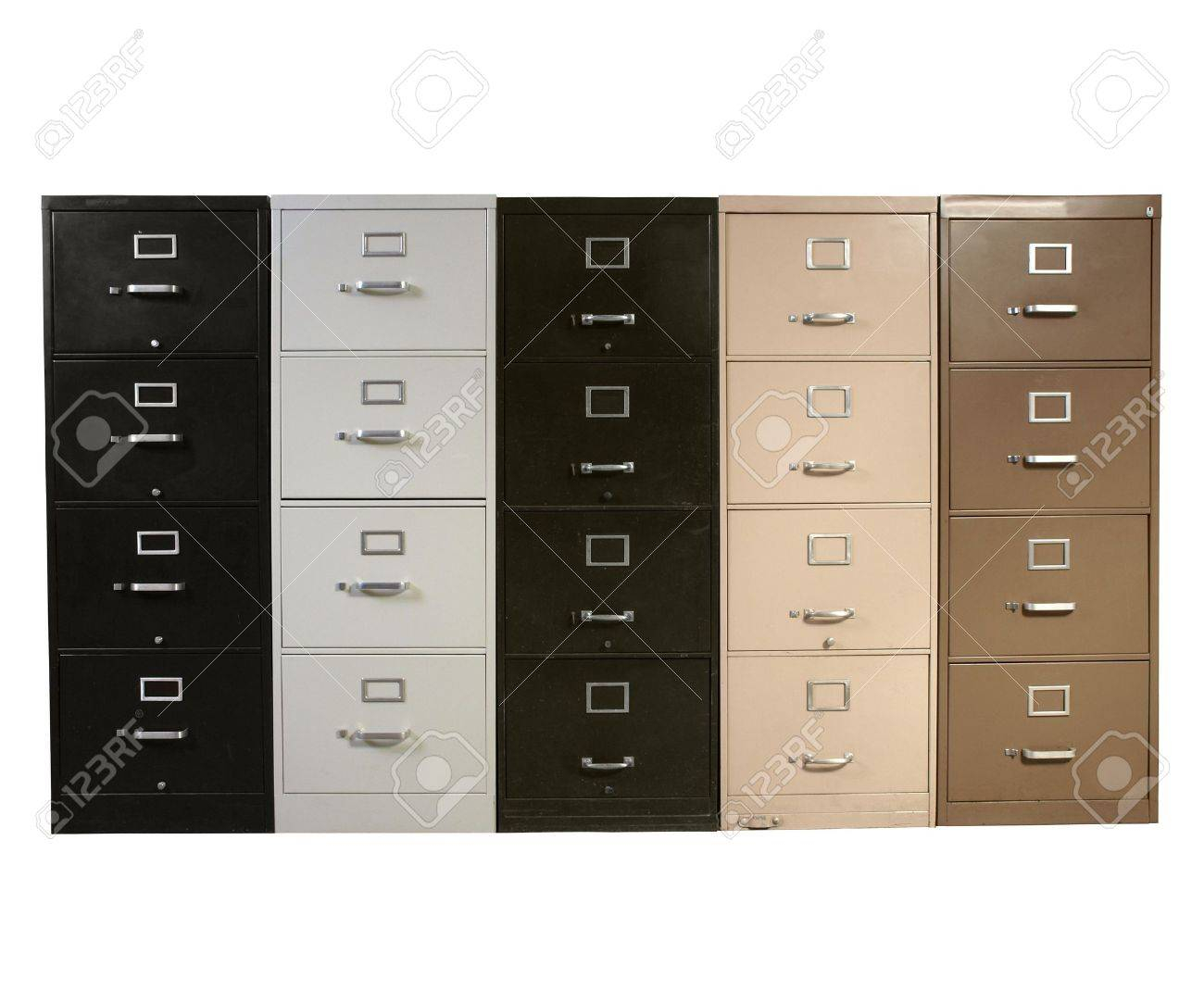Funky Collection Of Vintage Metal File Cabinets Stock Photo with sizing 1300 X 1083